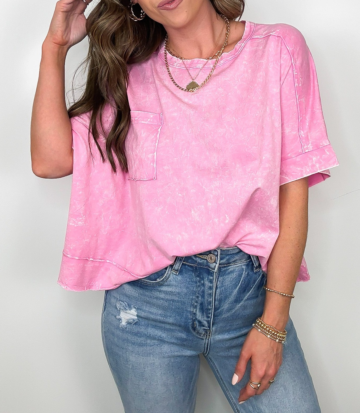 Vivid Aura Mineral Wash Oversized Tee