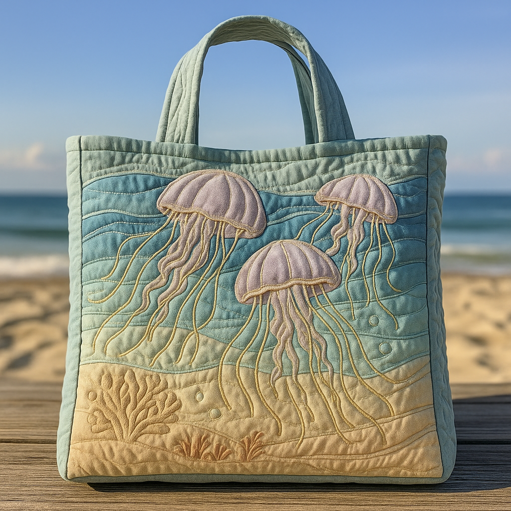 Jellyfish Quilted Tote Bag — Dance of Light and Sea