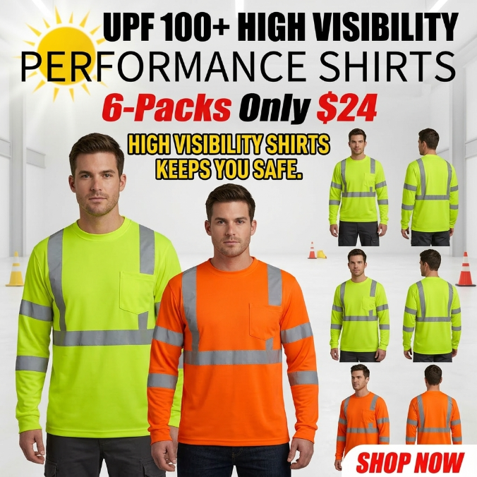 Hi-Vis Long Sleeve Safety Shirt with Reflective Tape (Breathable Mesh, Class 3 Style)