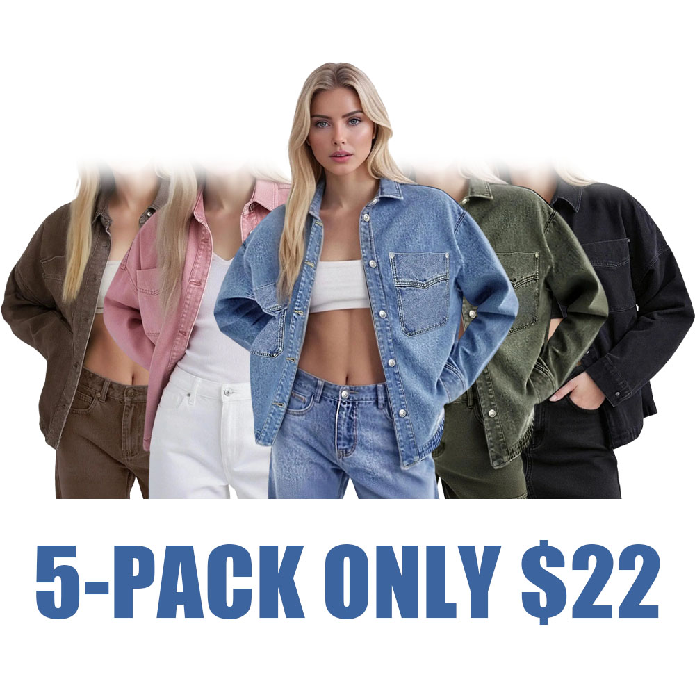 Women's Oversized Drop Shoulder Denim Jacket with Pockets