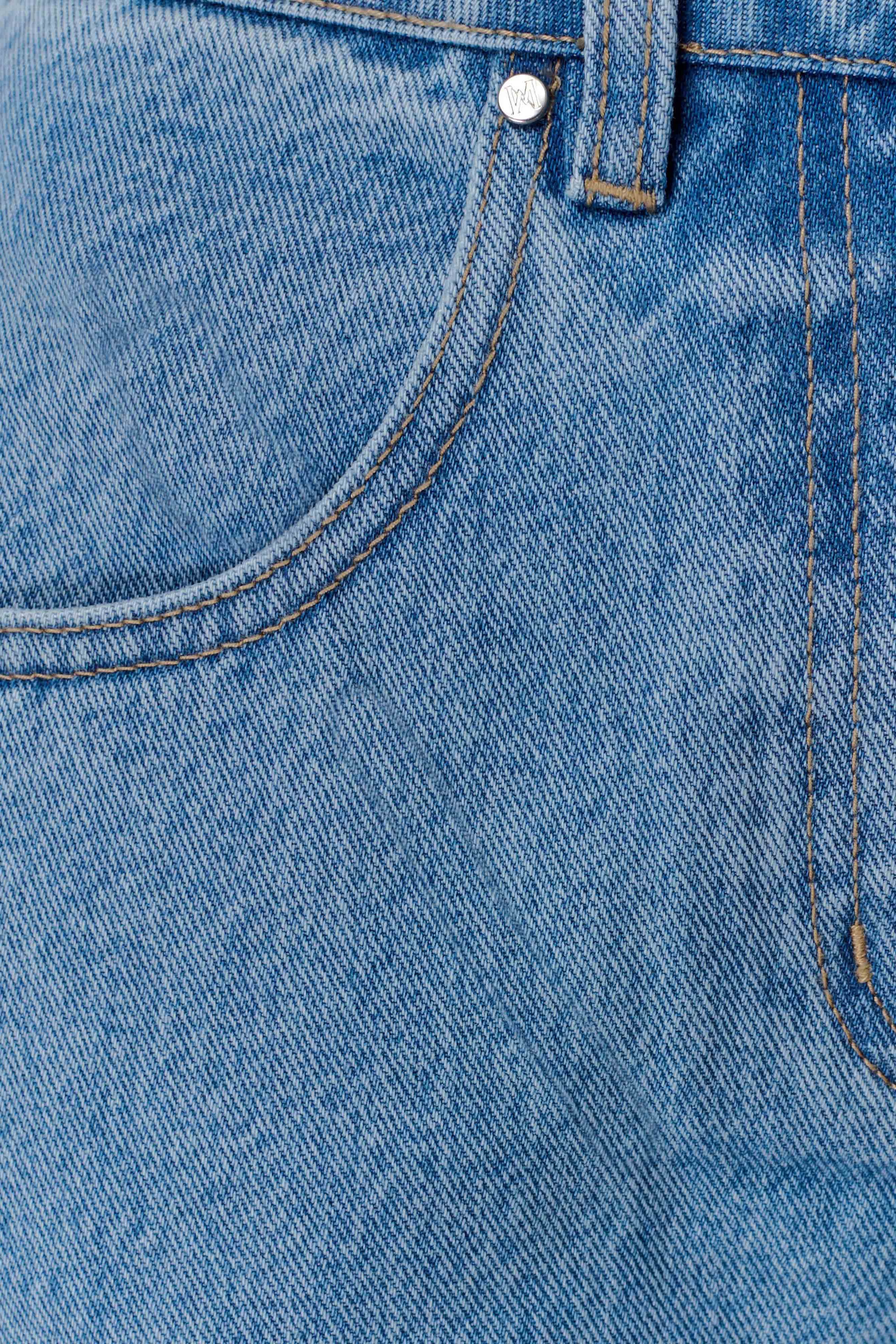 Blue Straight Leg Cuffed Jeans