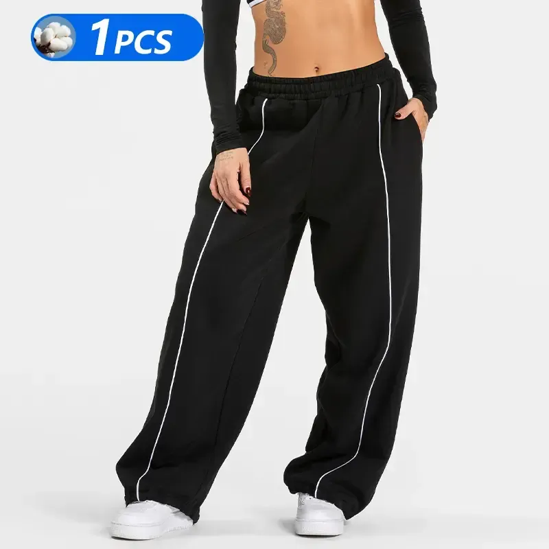 Womens Workout Straight Yoga Pants for Girls High Waist Wide Leg Sweatpants with Pockets Fashion Stretch Lounge Comfy Joggers Gym Pants