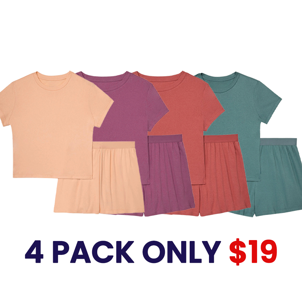 ⚡Today Only Deal🔥Women's Ribbed 2-Piece Lounge Set – Cropped Baby Tee & Sleep Shorts