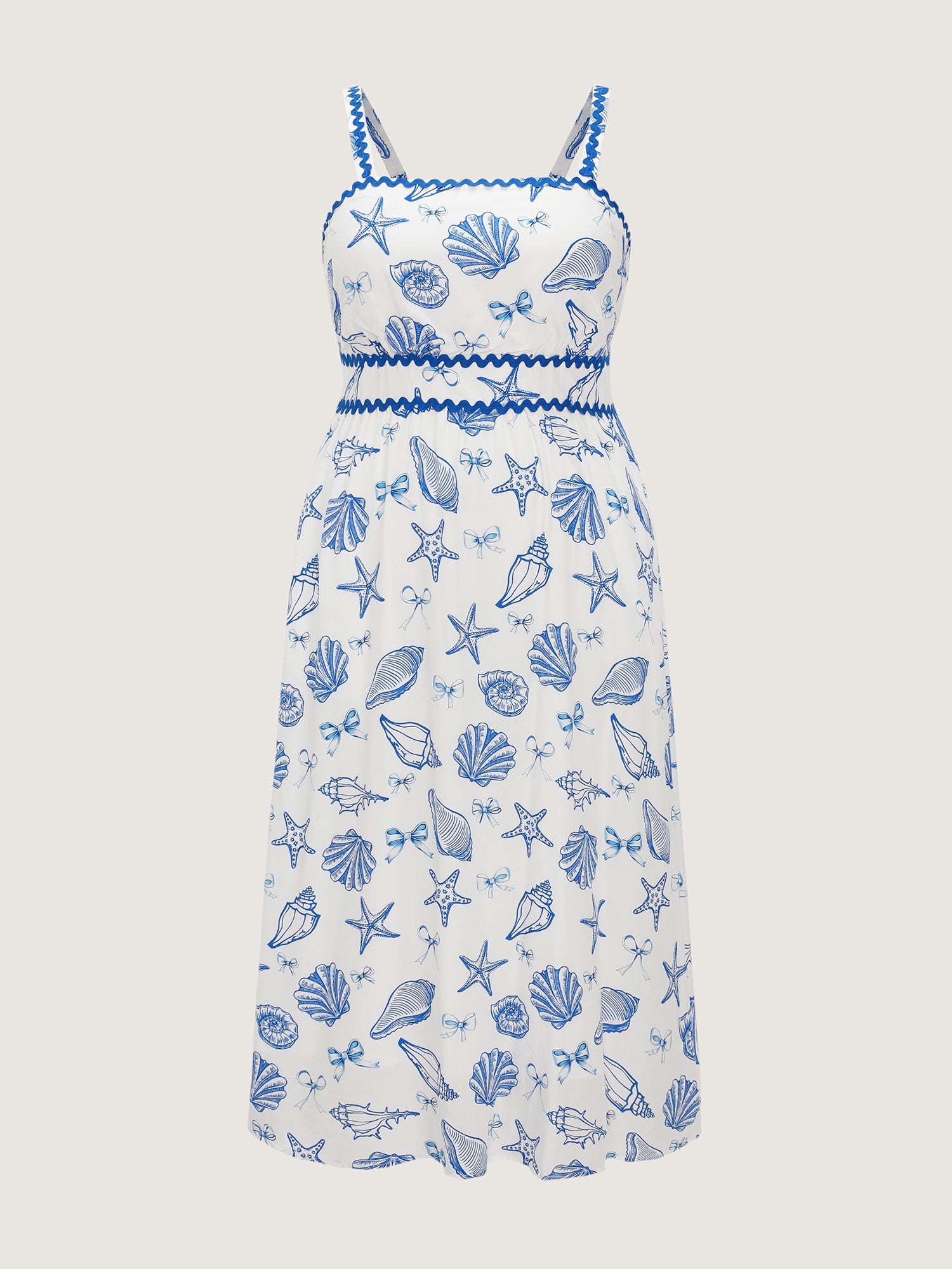 Supersoft Seashell Print Pockets Contrast Edge Maxi Dress