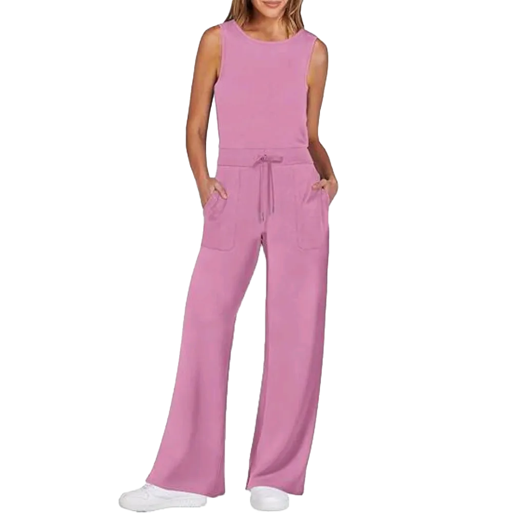 ANRABESS Women's 2025 Summer Sleeveless Jumpsuit – Casual Wide-Leg Romper with Long Pants for Outdoor & Dressy Wear
