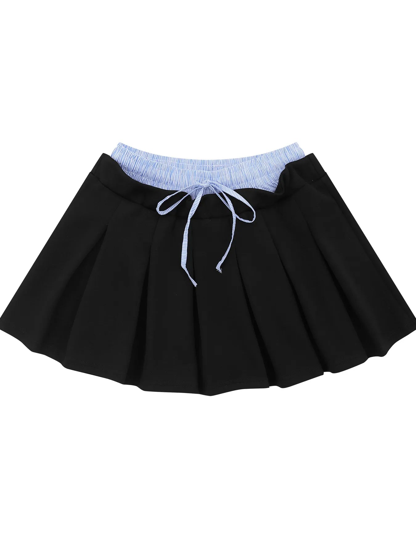 Drawstring Pleated Mini Skirt