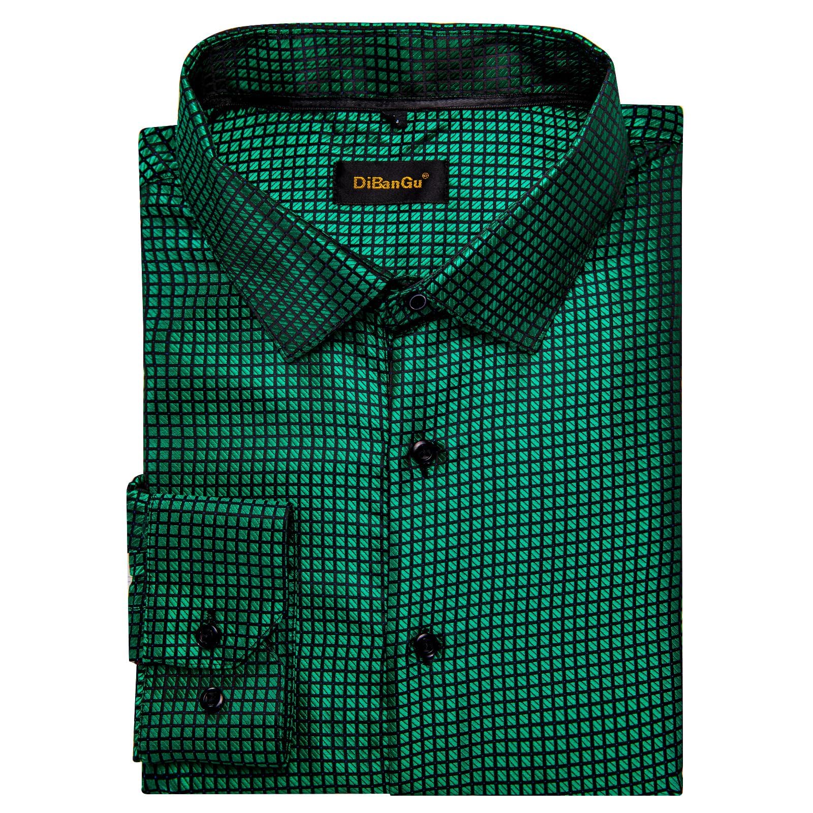 Men's Paisley Dress Shirt Long Sleeve Wrinkle Free Button Down Cowboy Shirts - Emerald&paisley