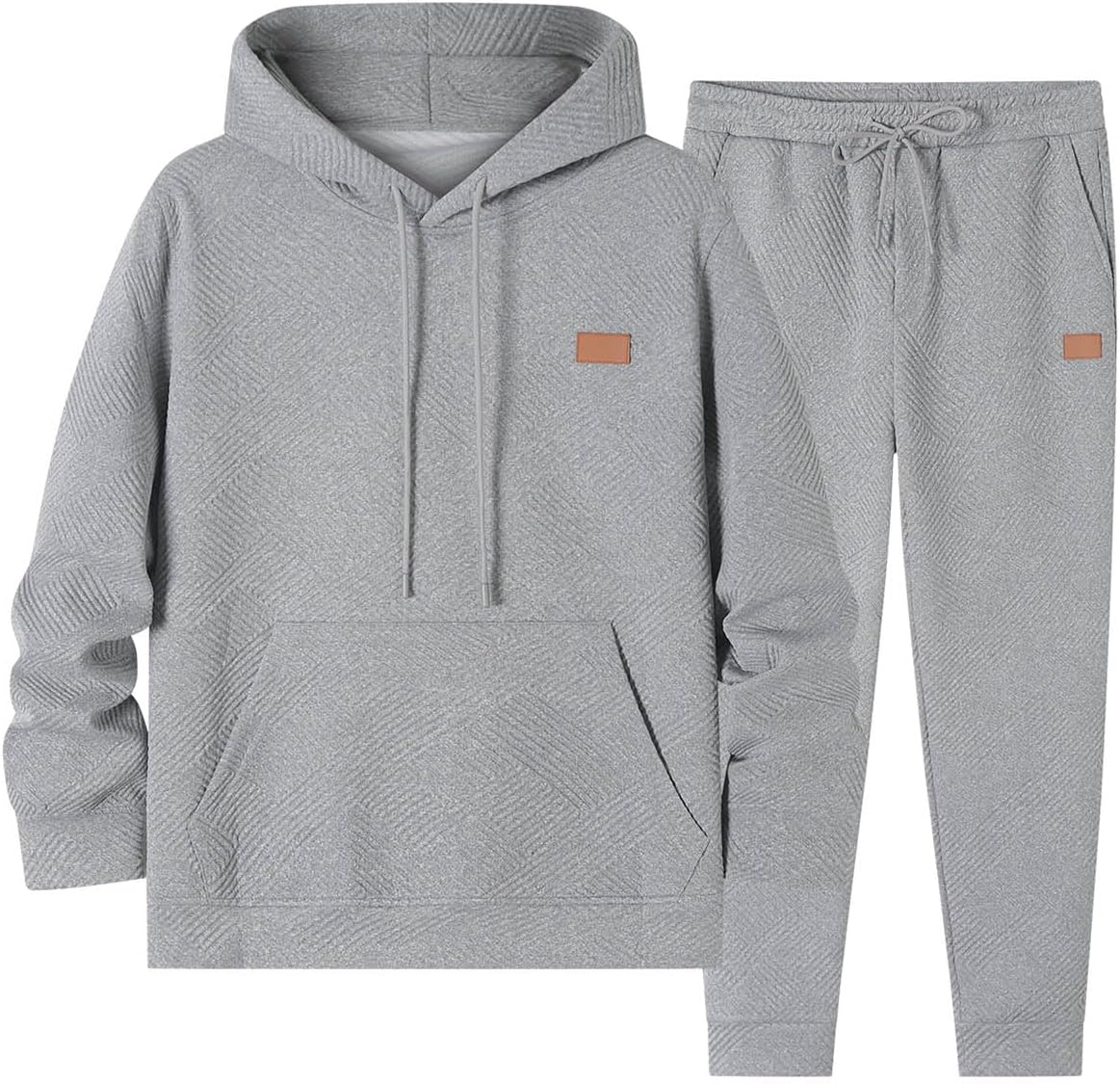Mens 2 Piece Jacquard Sweatsuit Outfits Hoodie Sweatshirt & Joggers Sweatpants Set Tracksuit