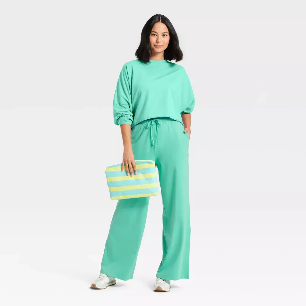 Women’s Washed Jersey Long Sleeve Top & Wide Leg Pants Set