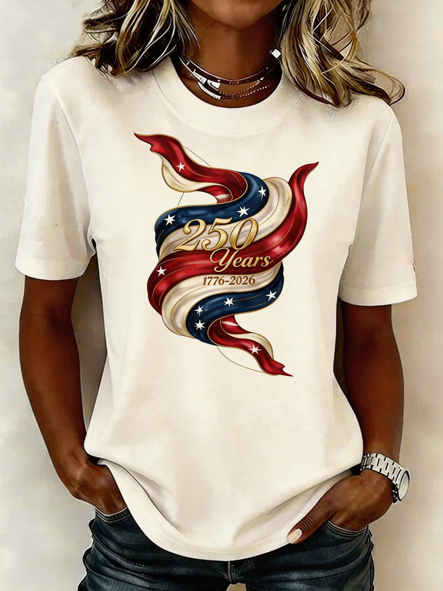 250 Years of Freedom T-Shirt - Proud American Patriotic Ribbon Graphic Tee