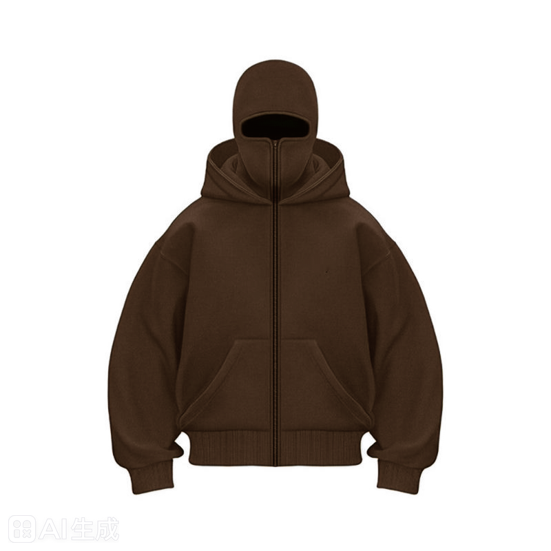 Unisex Y2K Balaclava Zip-Up Double Layer Hoodie Jacket
