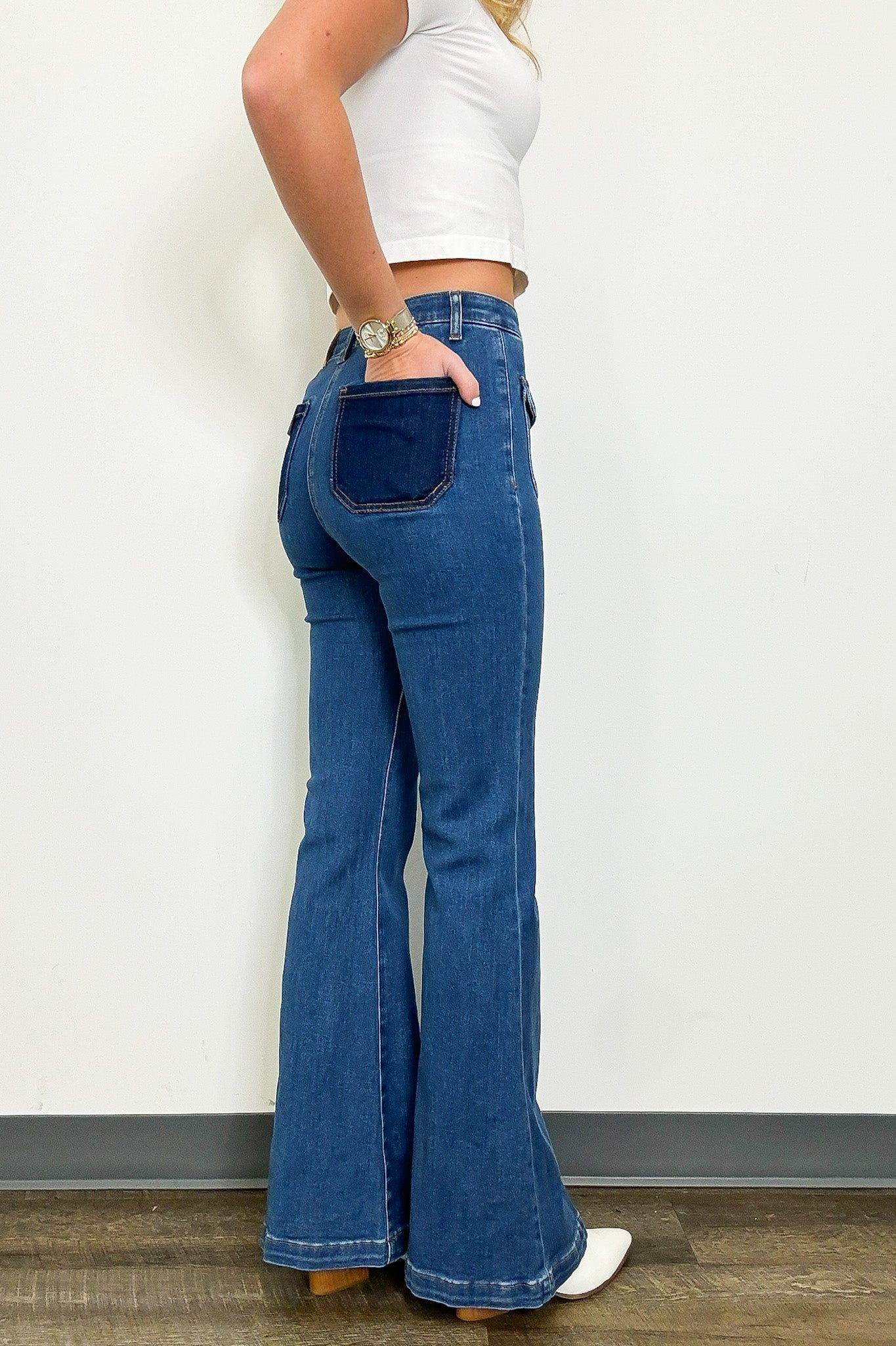 Patch Pocket Flare Jeans