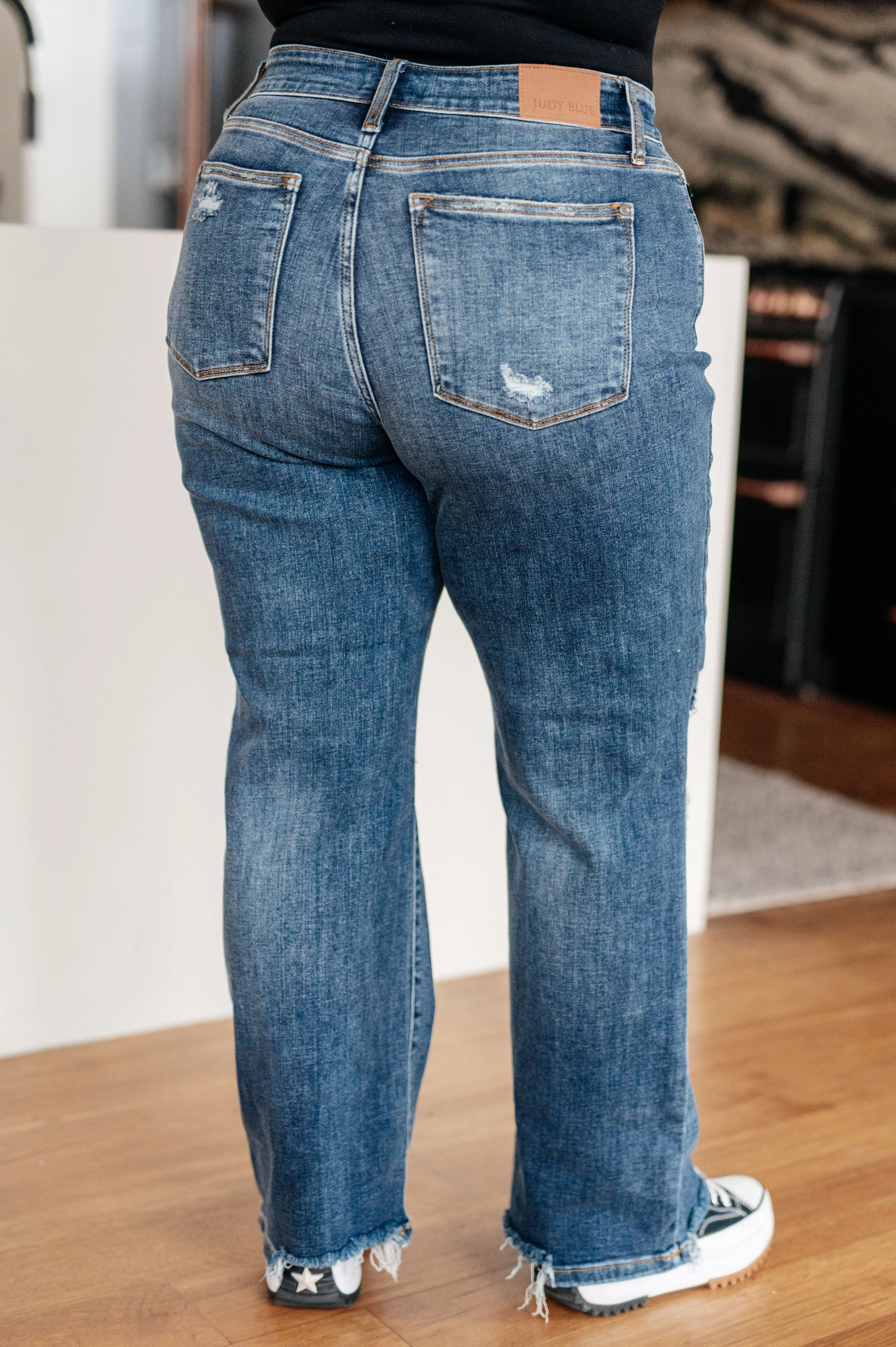 Blue Rose High Rise 90's Straight Jeans in Dark Wash