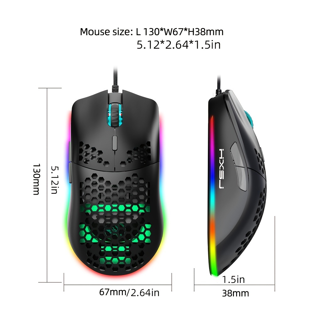Wired Gaming With RGB Lighting Mouse