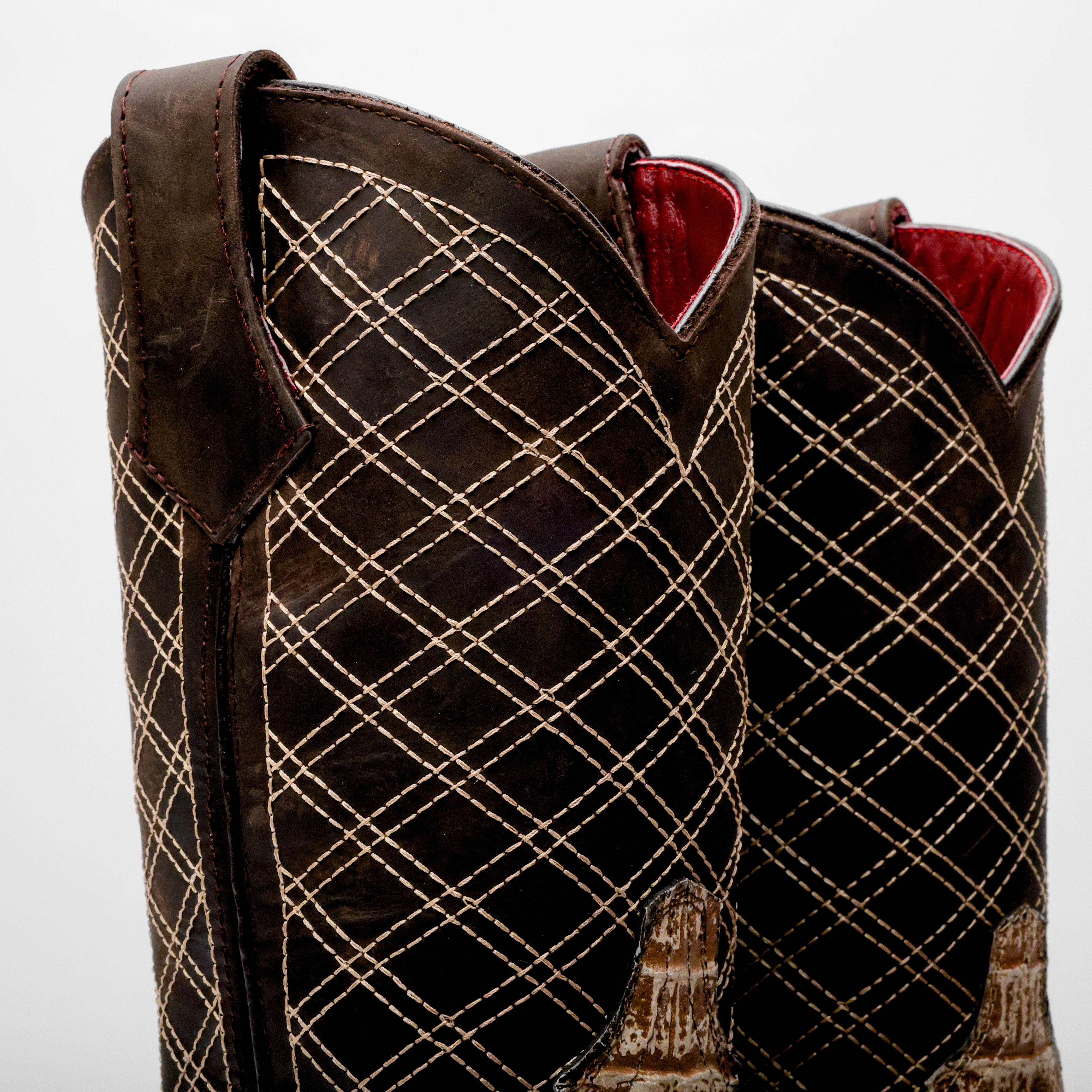 Rustic Desert Caiman Neck Leather Boots With 3D Lightweight Sole - Composite Toe