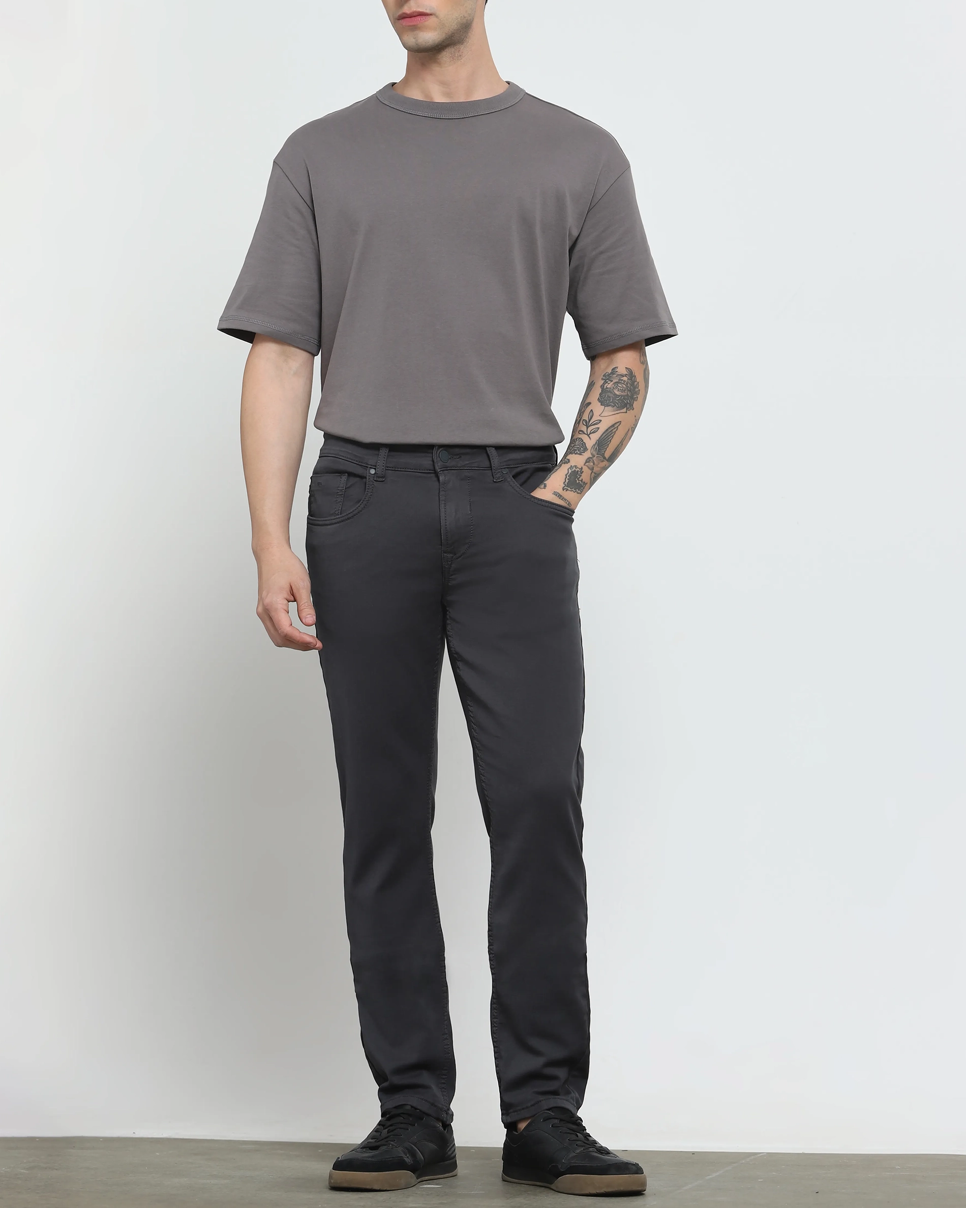 Classic Comfortable Straight Grey Jeans