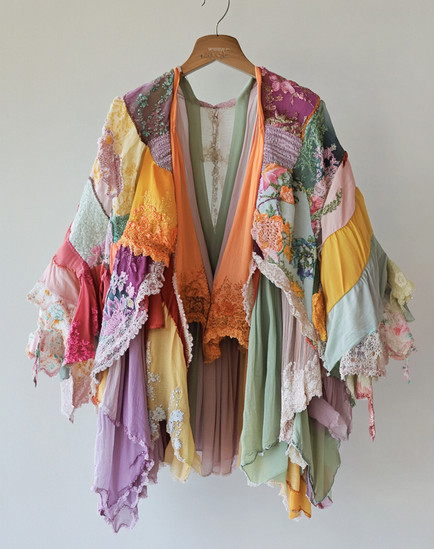 Summer cardigan with gradient stitching and embroidery 7ef0