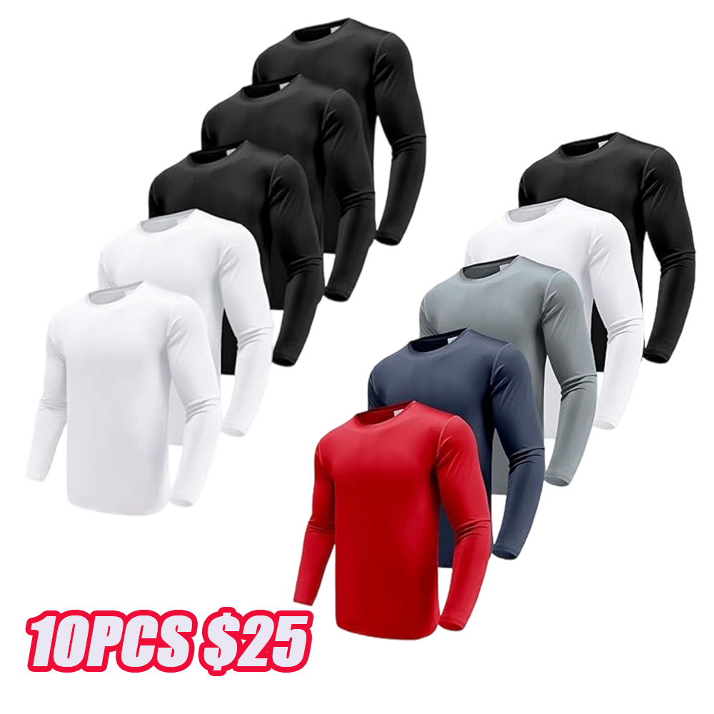 5 PIECES Long Sleeve Shirts for Men Moisture Wicking Mens Tee Shirts Workout T Shirt for Running workout tops gym outfits