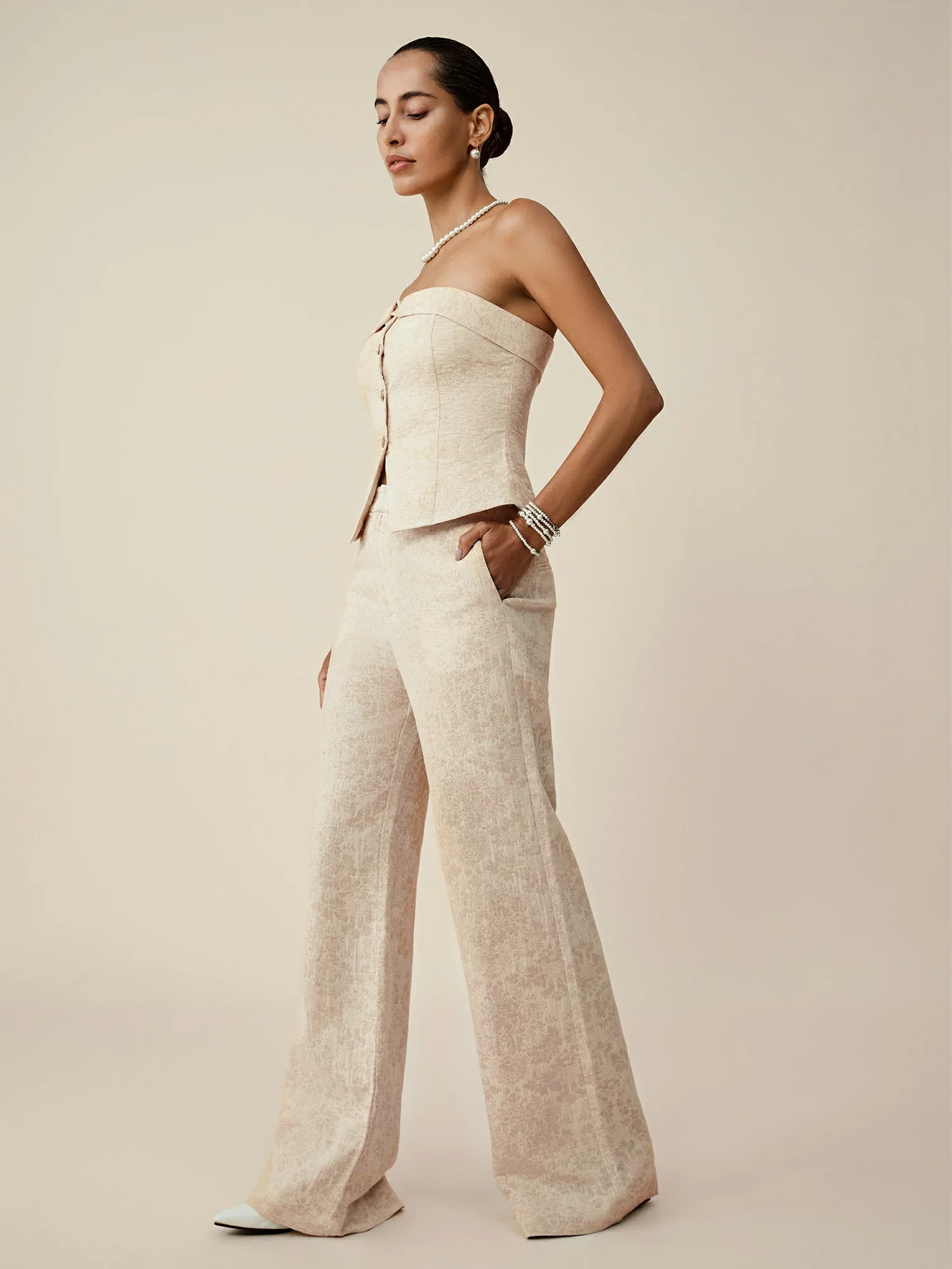 Cotton & Linen Jacquard Tube Top Vest