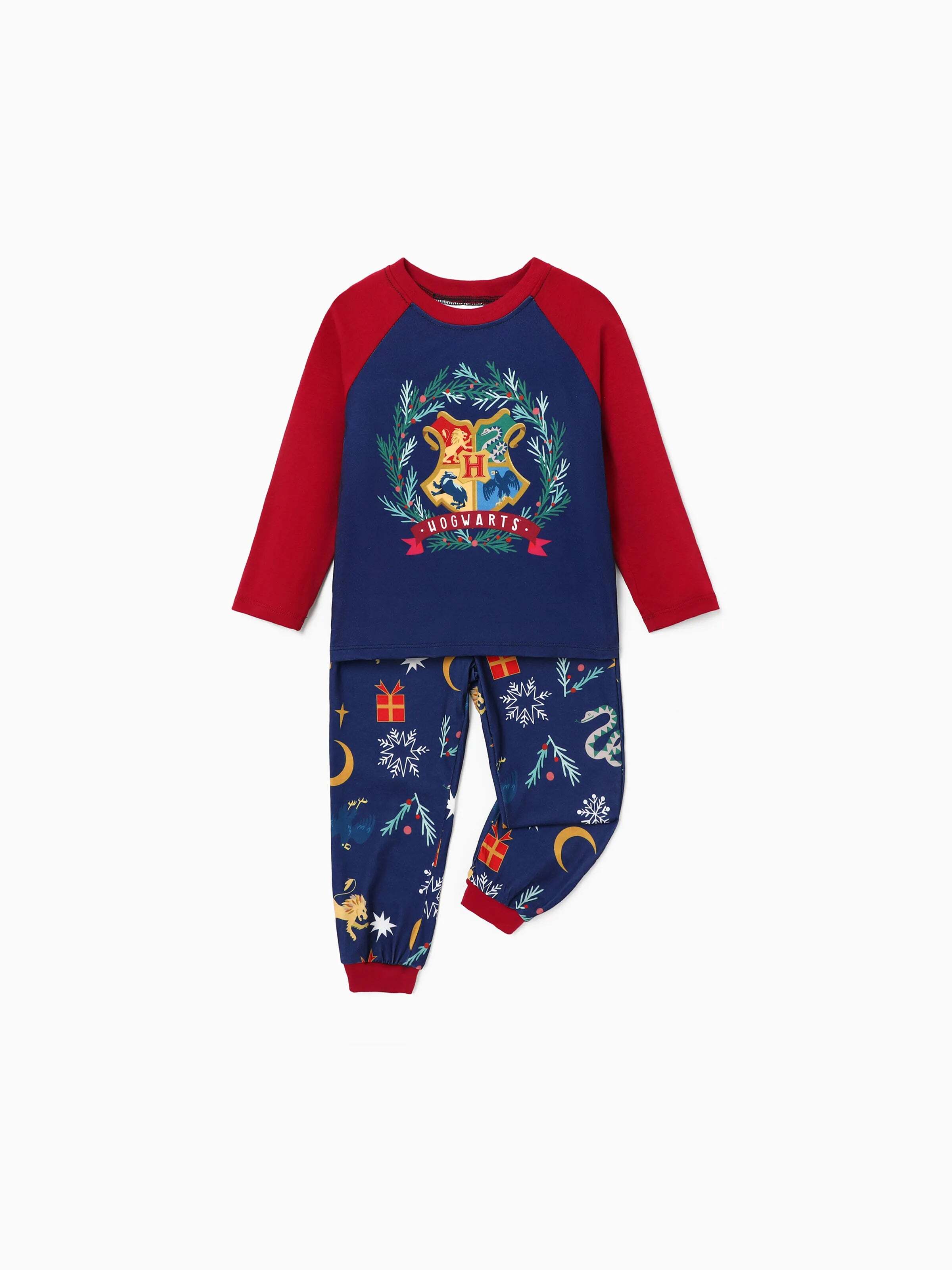 Christmas Family Matching Hogwarts Print Pajamas Sets with Christmas Socks