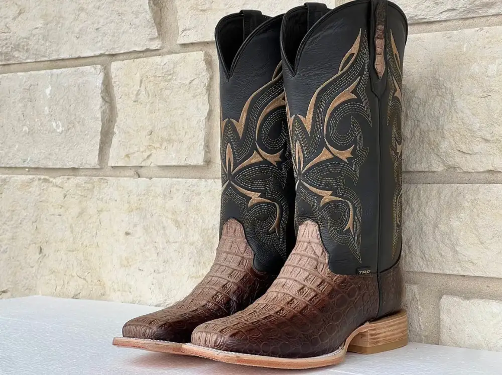 Men’s Ombré Caimán Horn-Back Leather Boots With Brown Shaft