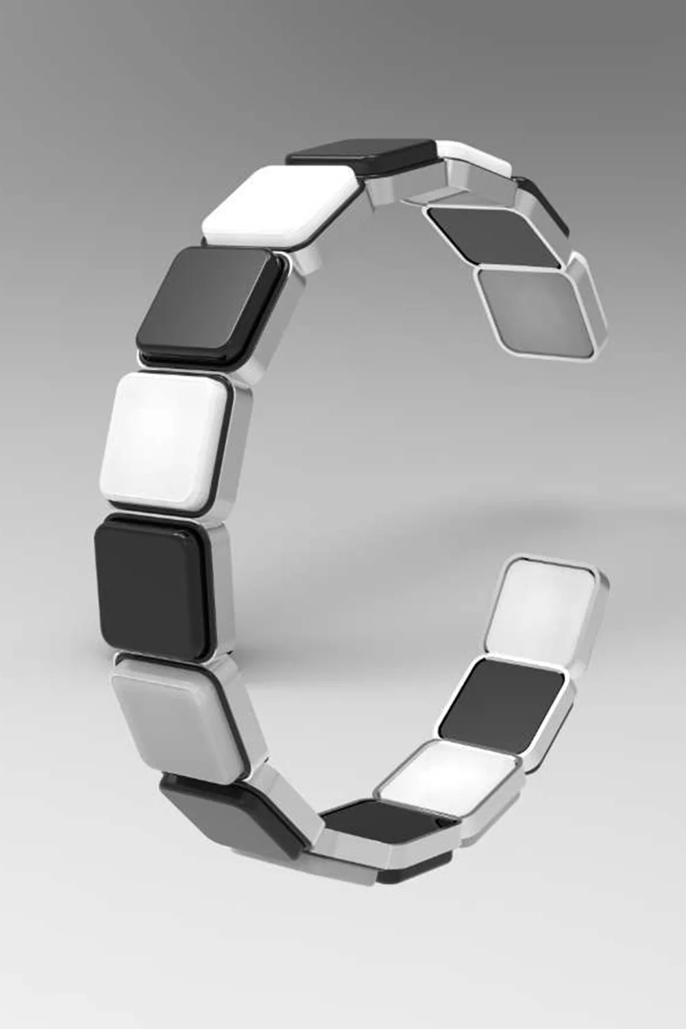 Silvery Checkered Hook Alloy Earrings