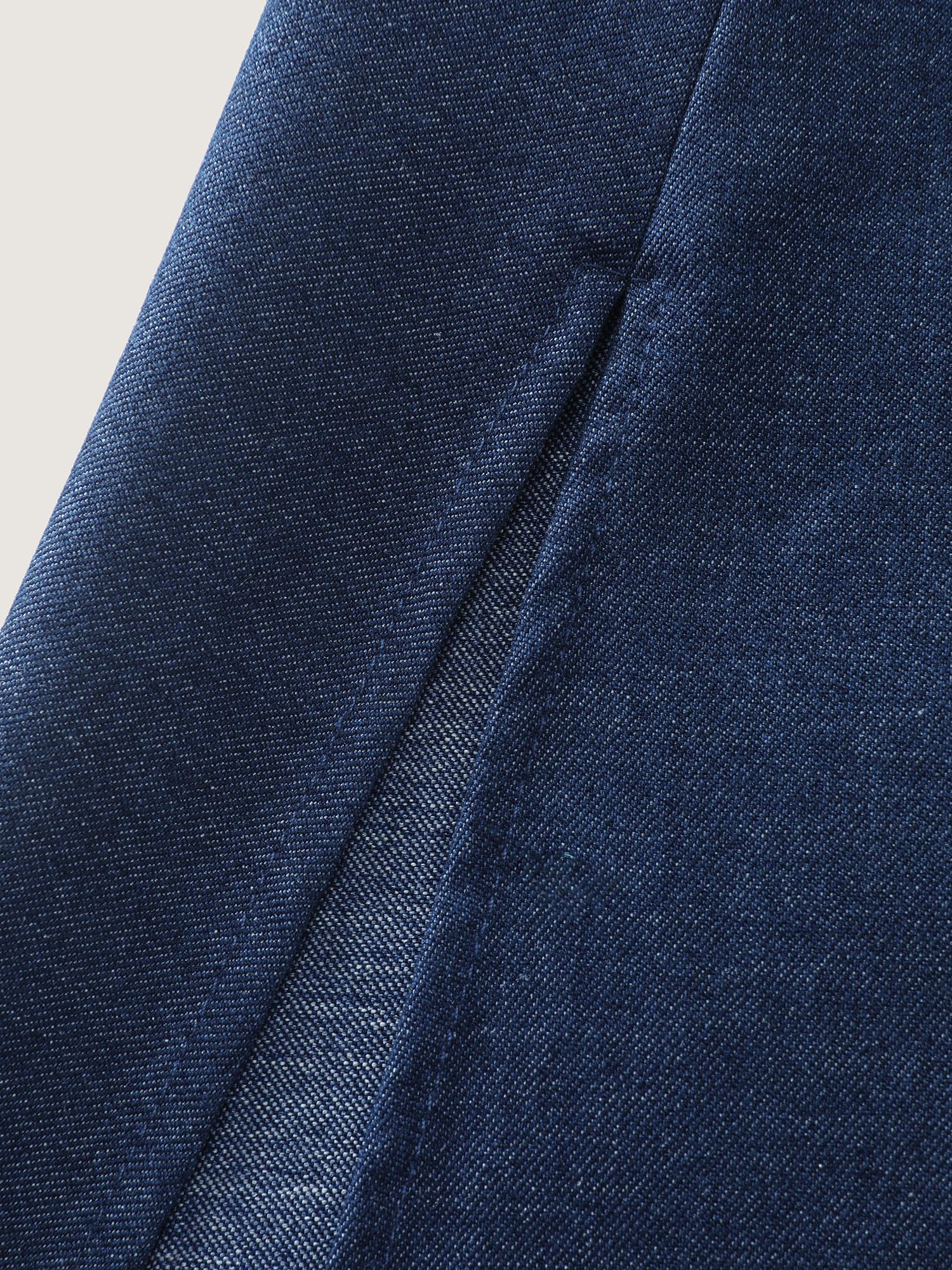 Stretchy Waist Slit Denim-Like Midi Dress