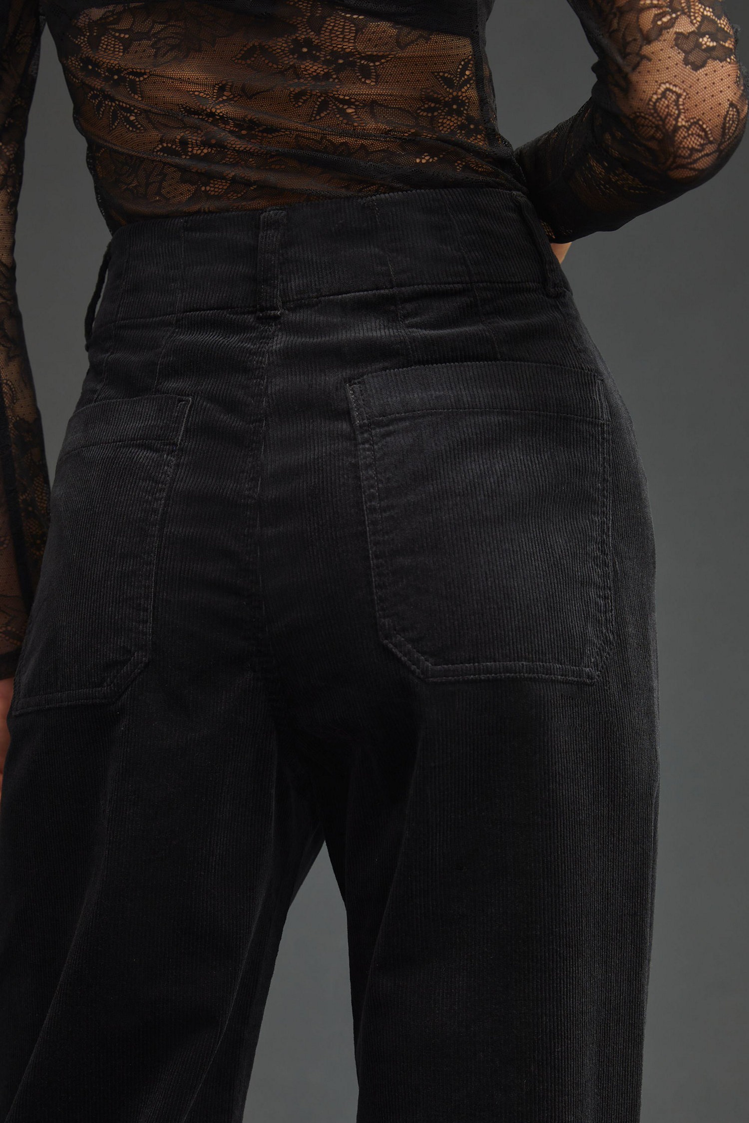 Black Stretch Wide-Leg Pants