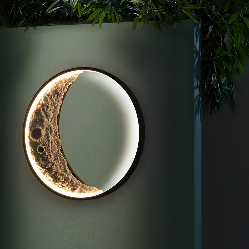 Round Creative Moon Resin Lunar Texture Waterproof Outdoor Wall Lights