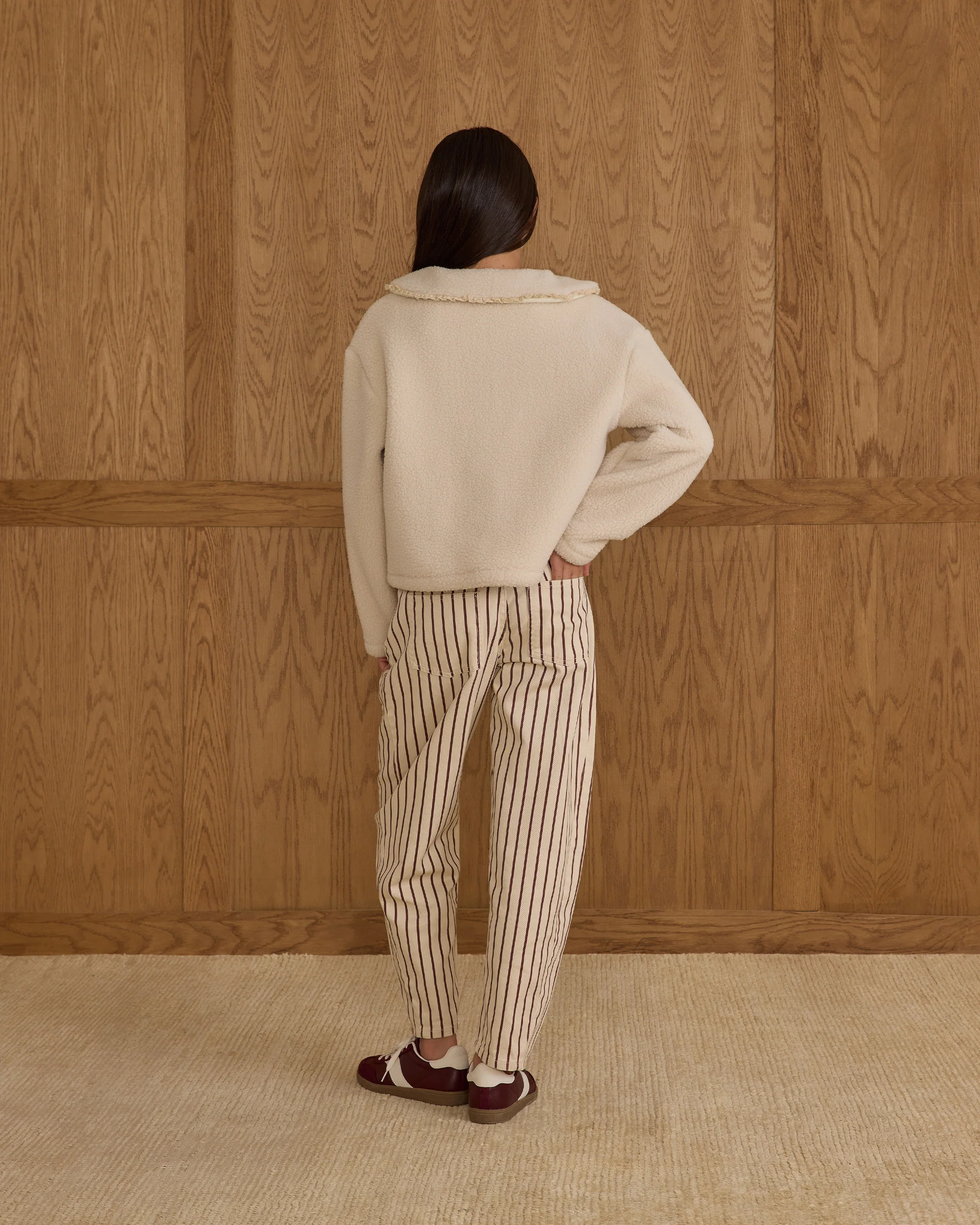 Teen Shearling Collared Coat || Natural