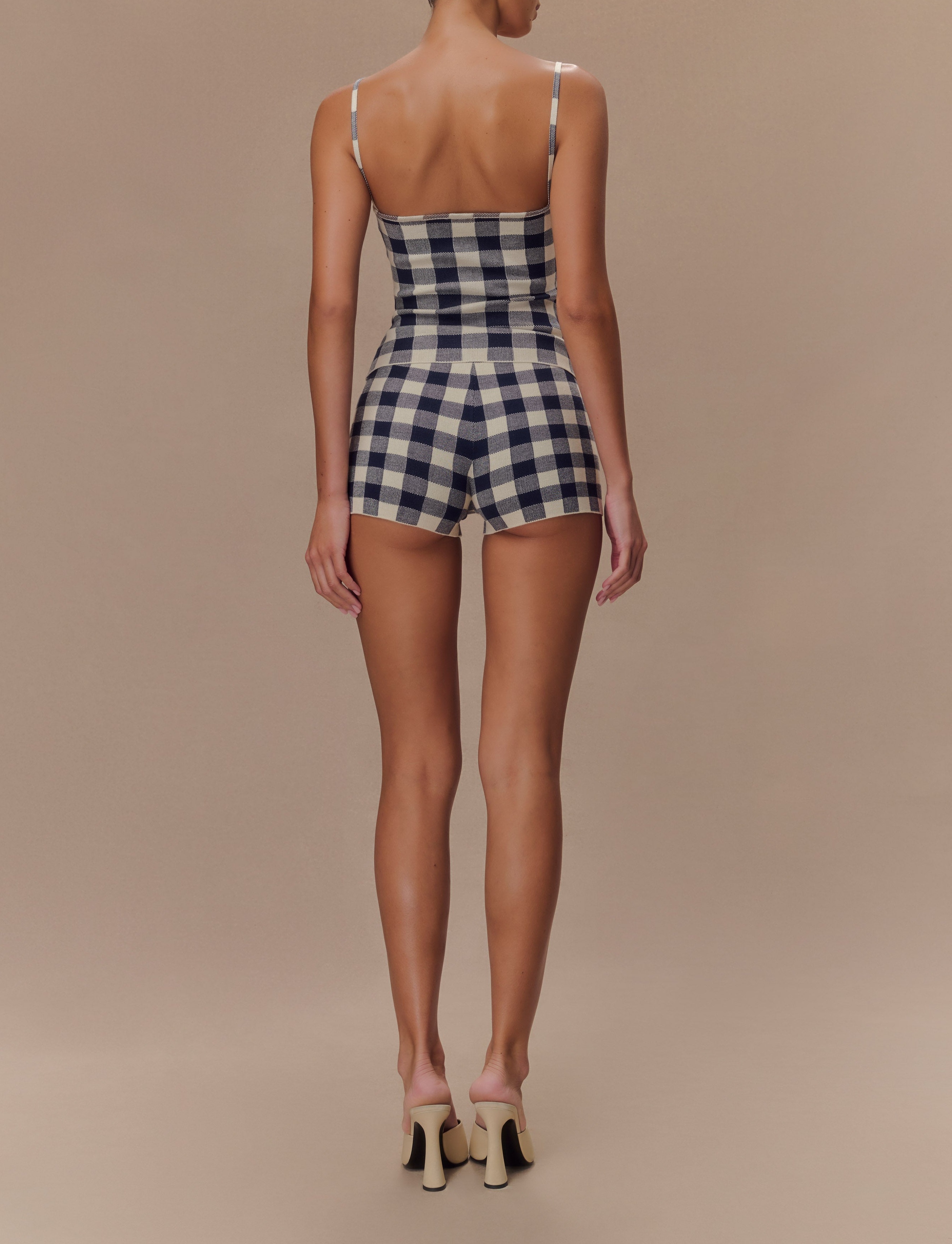 Gingham Sleeveless Knit Top