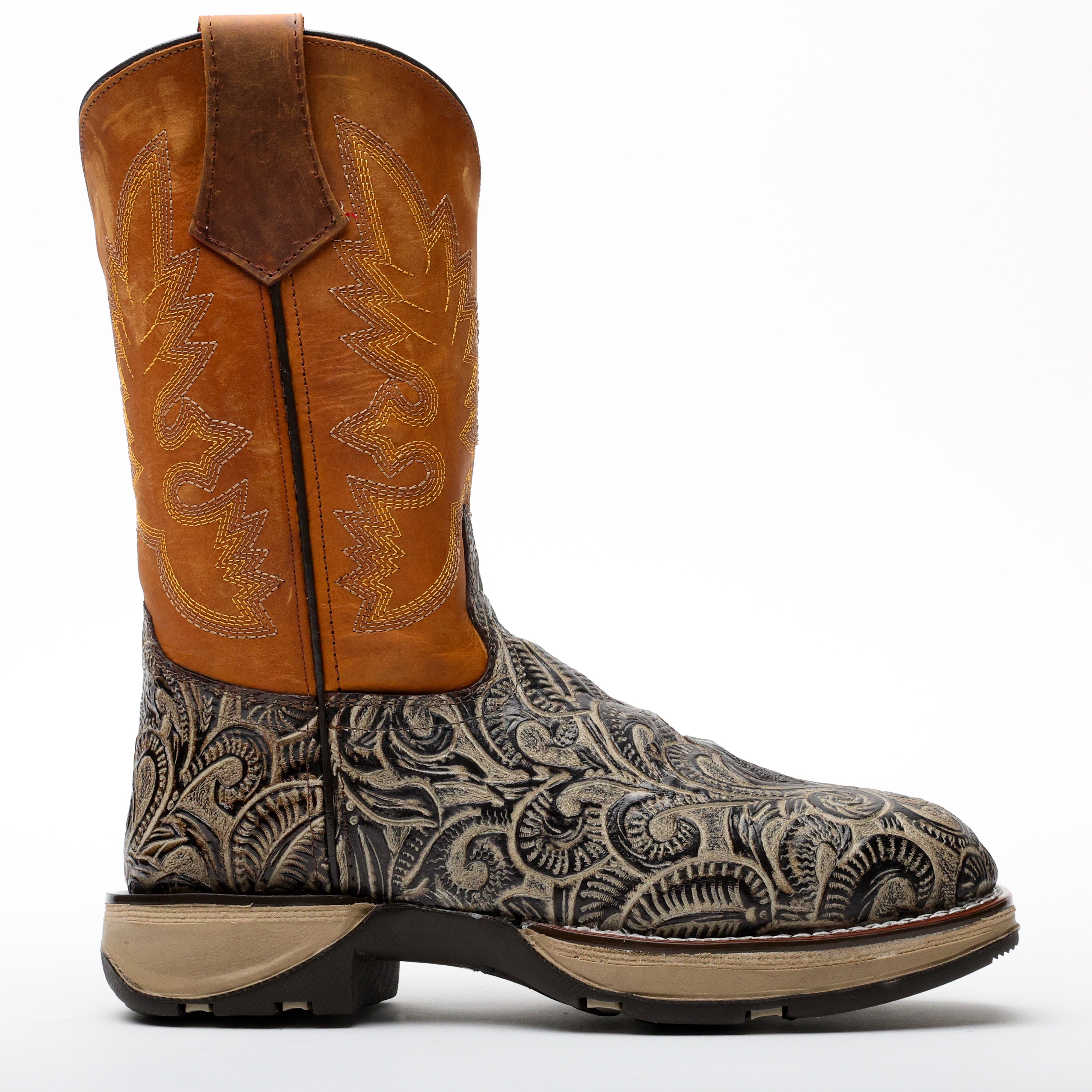 TBR Desert Hand-Tooled Leather Boots With 3D Lightweight Sole - Composite Toe