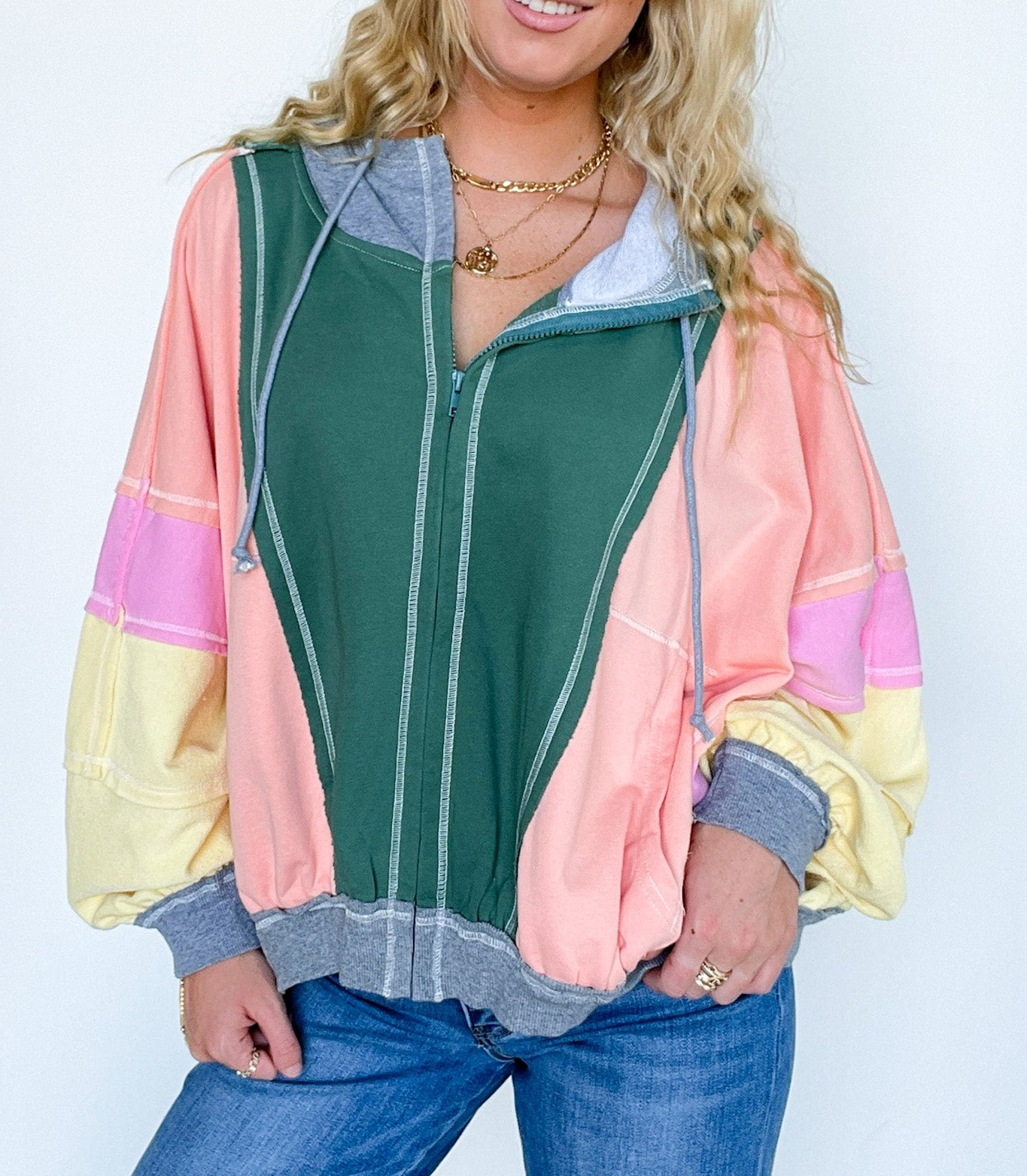 Edge Color Block Hoodie