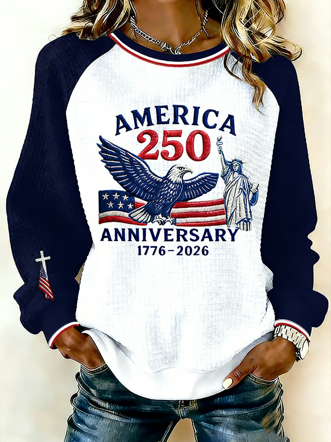 Women's Retro 250th Anniversary Faith Print Sweater