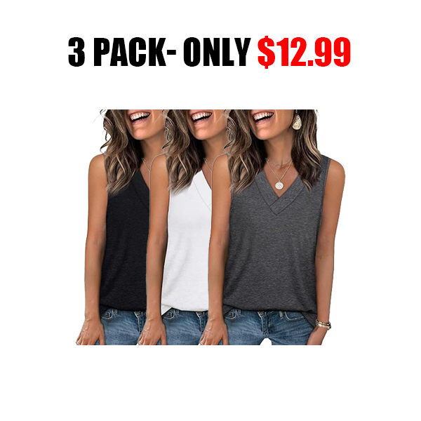 🎁✨Women's Sleeveless V-Neck Slimming Loose Fit Casual Tank Top T-Shirt