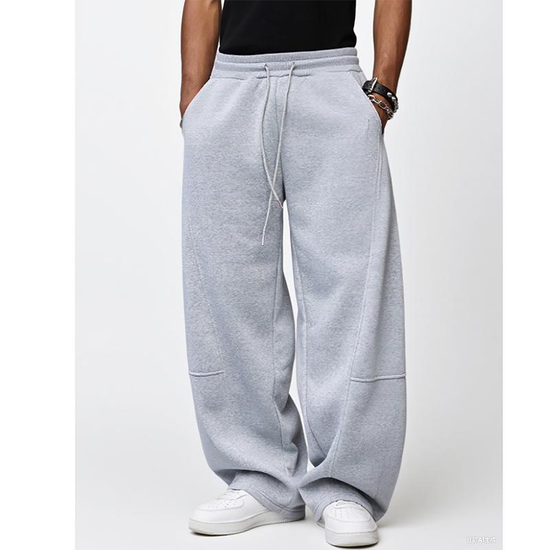 Unisex Winter Warm Wide-Leg Jogger Pants with Drawstring Waist