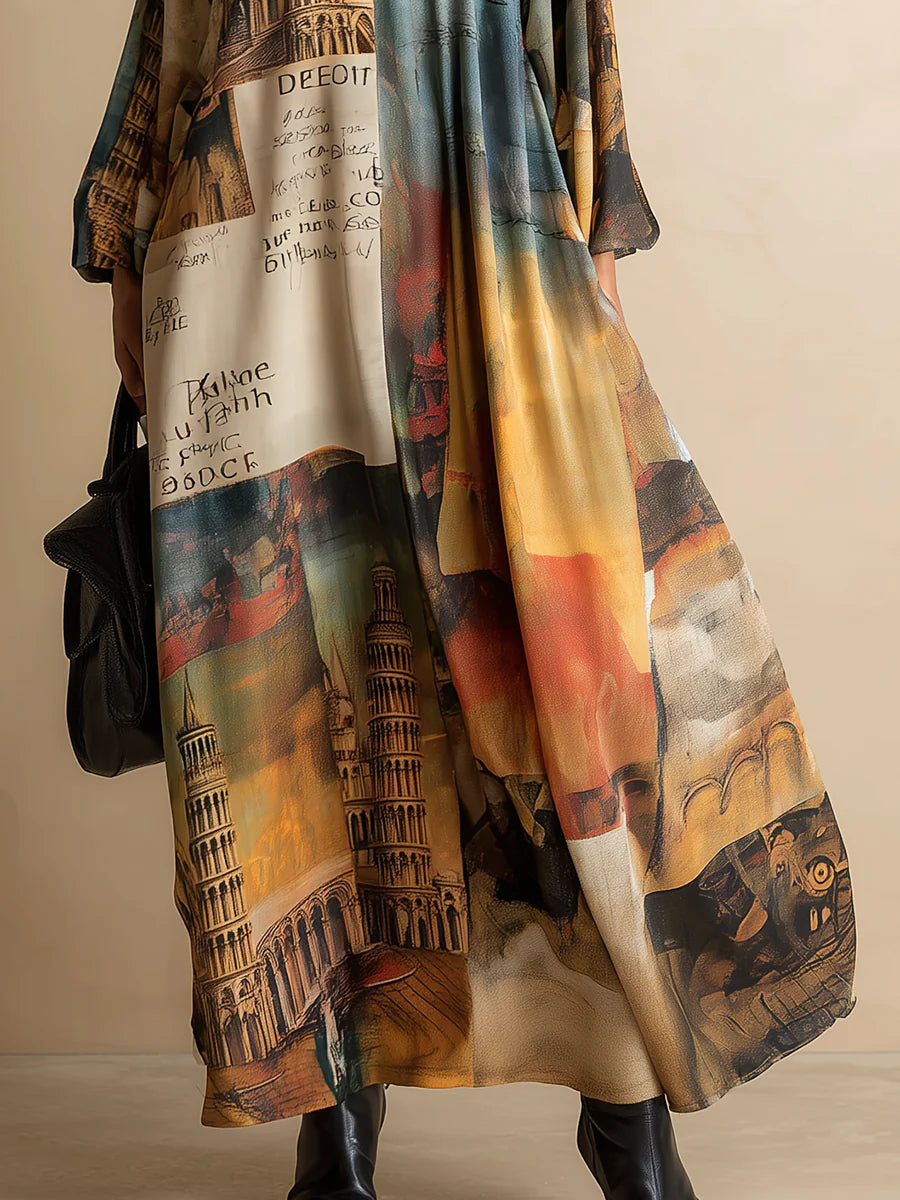 Loose and stylish urban-style printed maxi dress