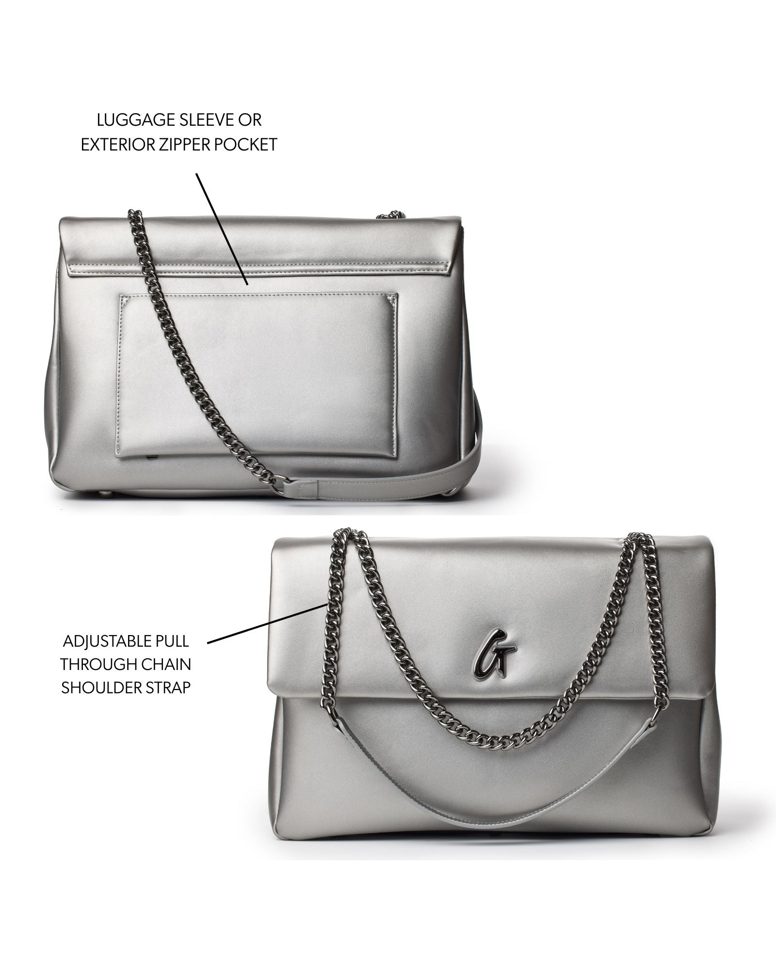 LARGE STANDARD FLAP BAG - PLATINUM