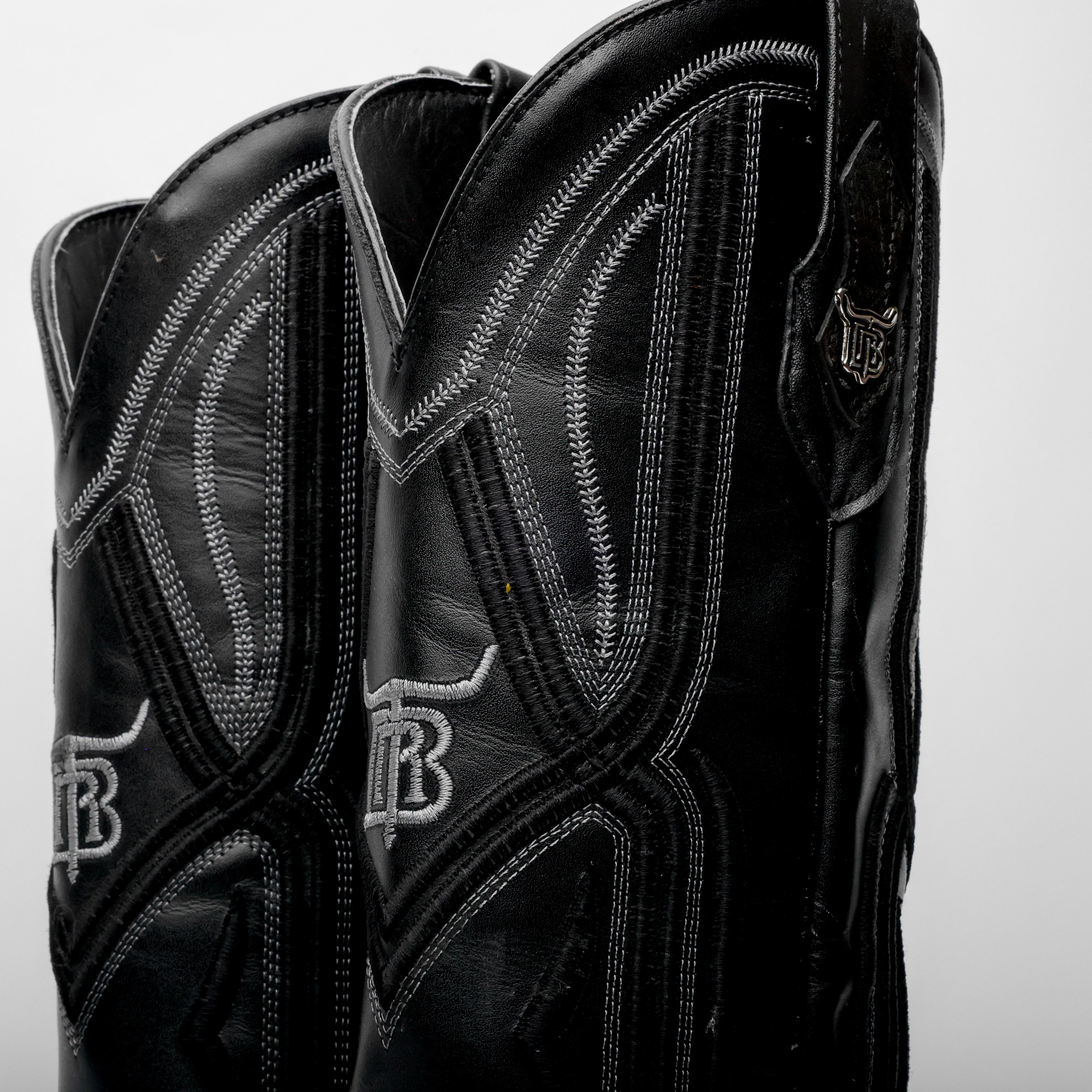 Genuine Black Bull Shoulder Boots - Cutter Toe