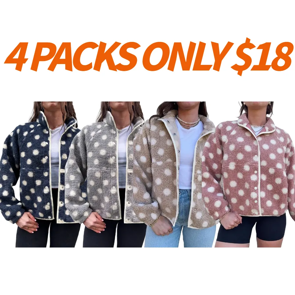 Womens Fall Winter Fleece Jacket Dot Pattern