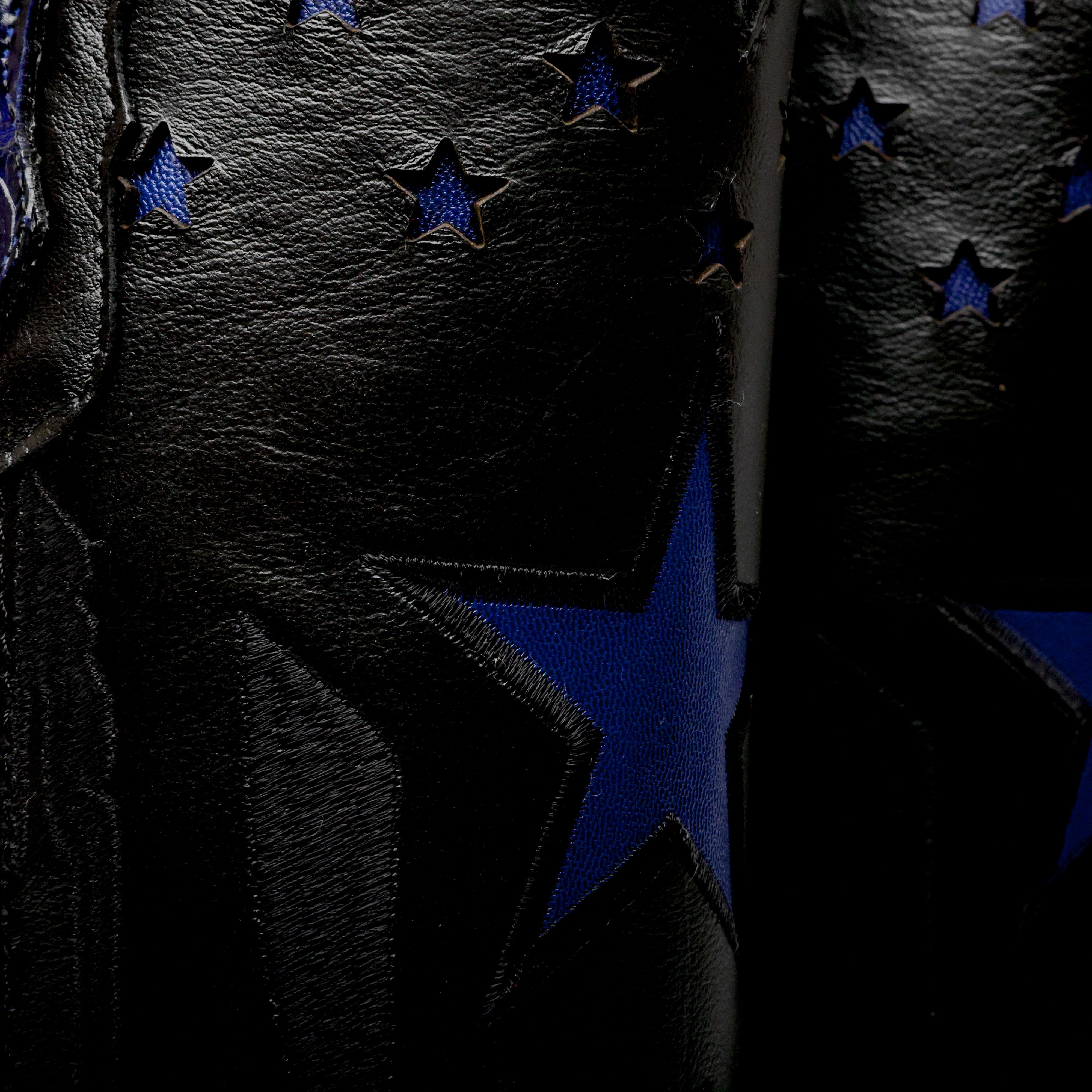 Royal Blue Giant Caiman Hornback Leather Boots - Square Toe