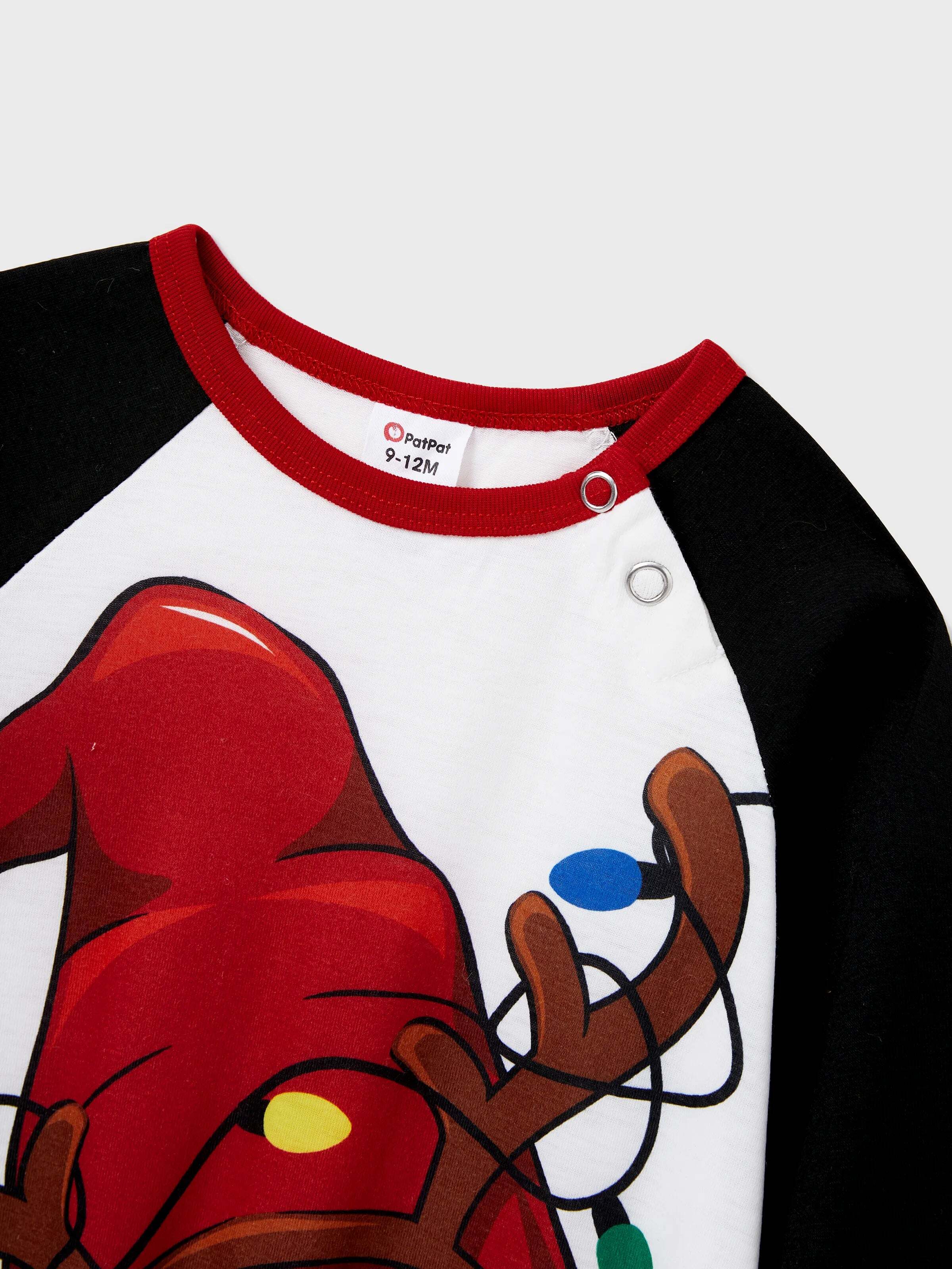 Christmas Family Matching Santa Print Raglan Sleeves Pajamas Sets with Christmas Socks (SGS Certied Safety) Red