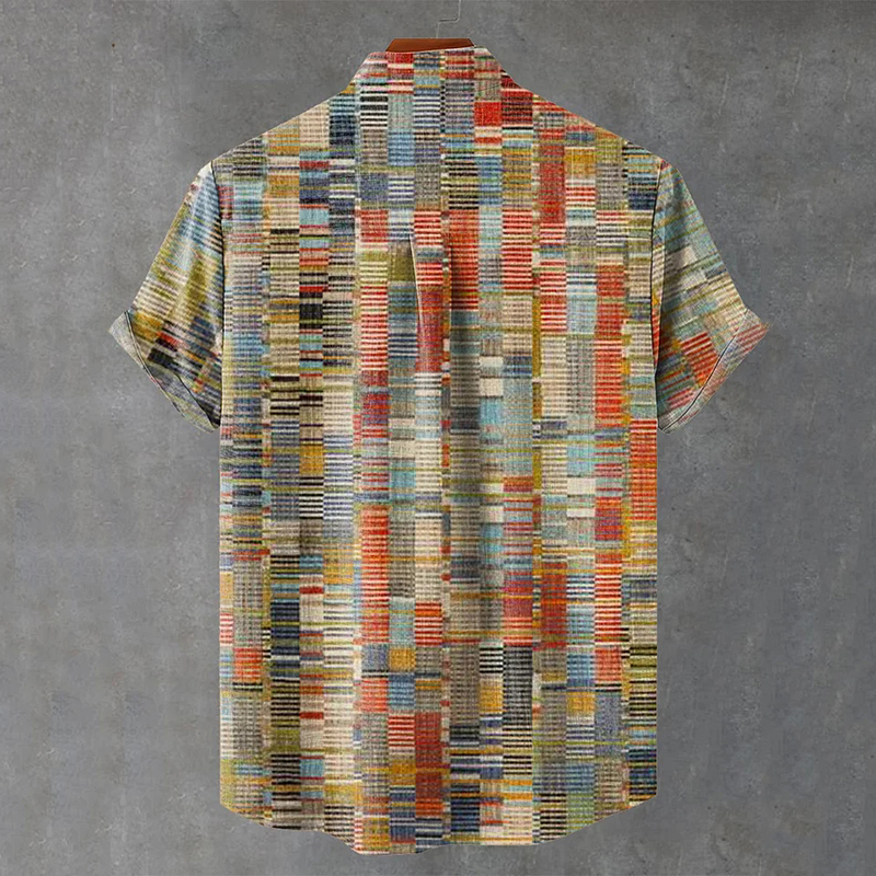 Abstract Geometric Pattern Art Vintage Print Casual Cotton Shirt