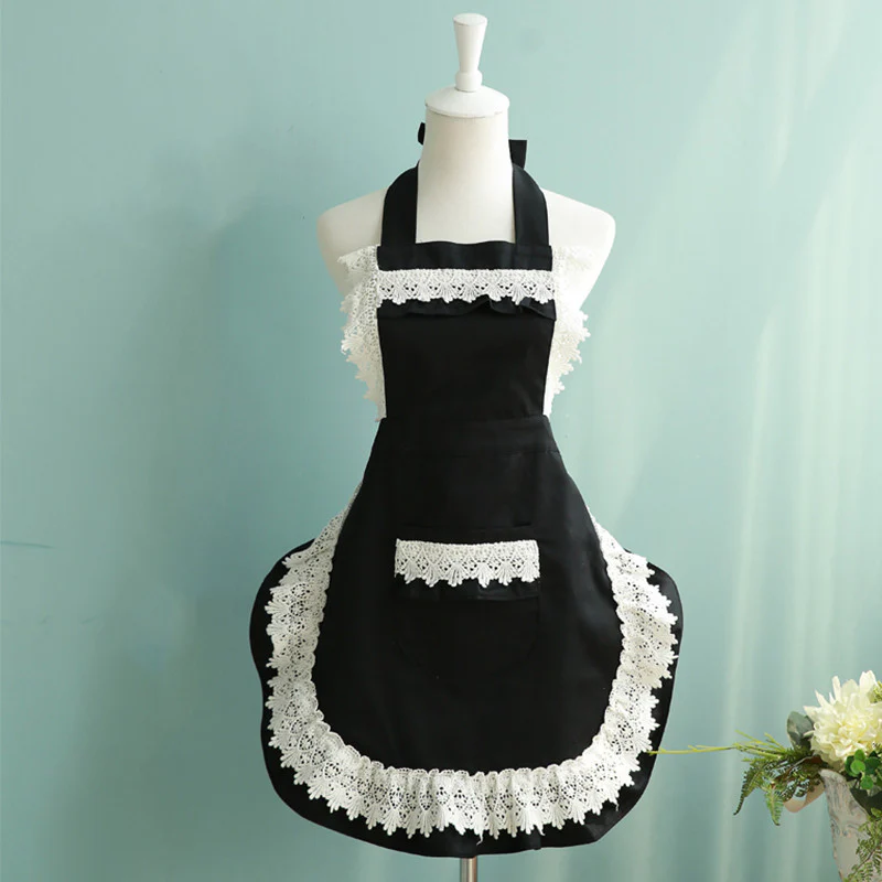 White Ruffles on Black Apron