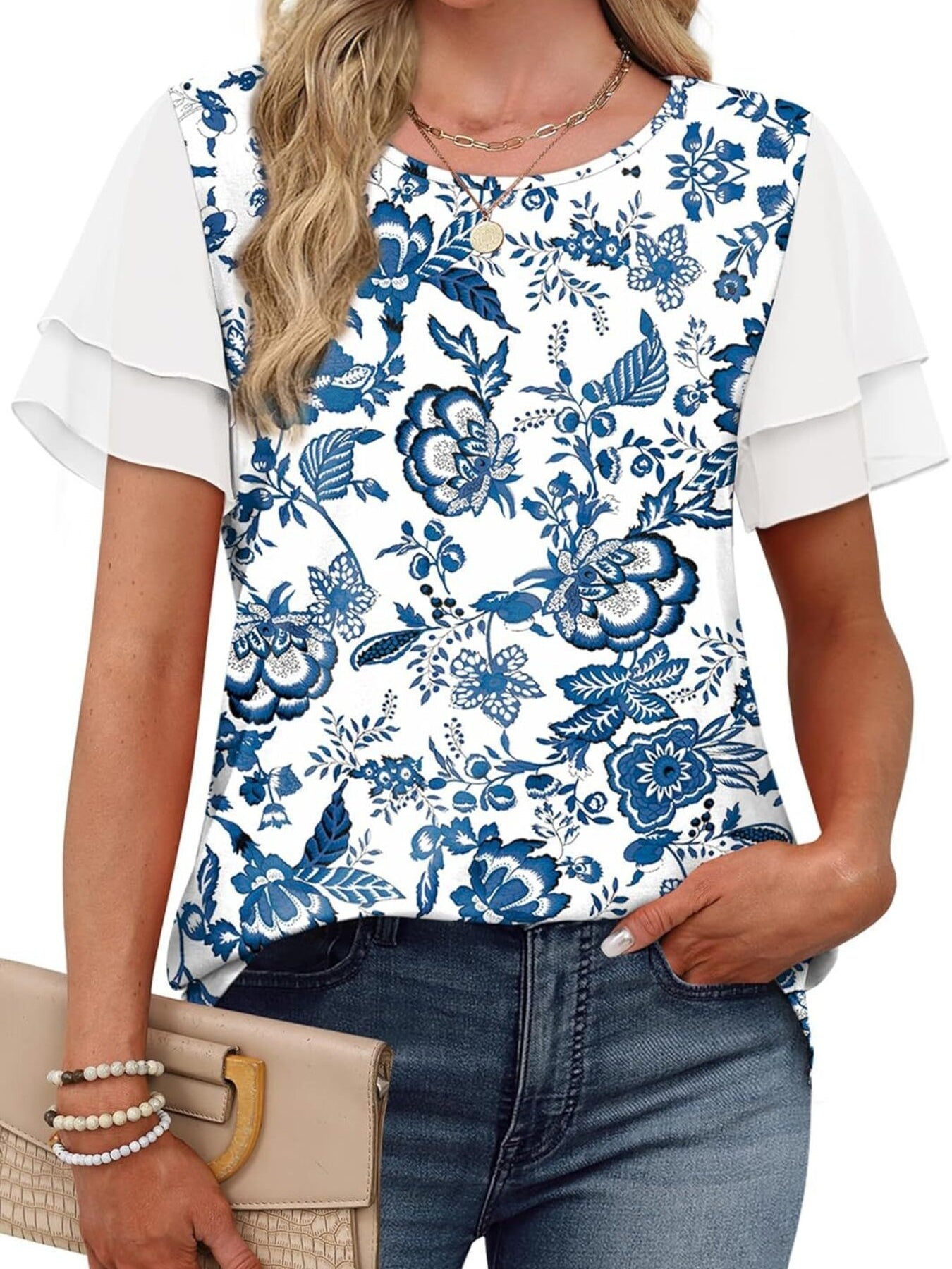 Layered Short Sleeve Round Neck T-Shirt