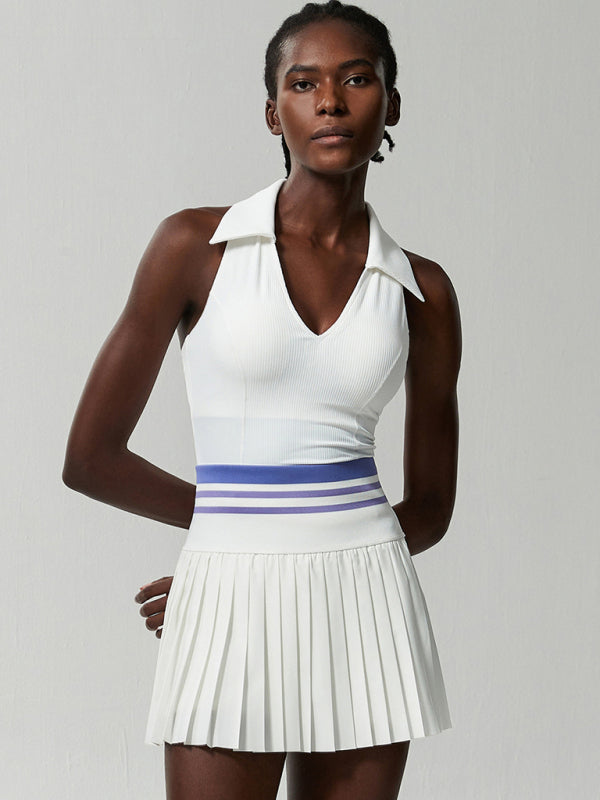 High-Waist Threaded Quick-Dry Sports Skirt With Built-In Shorts