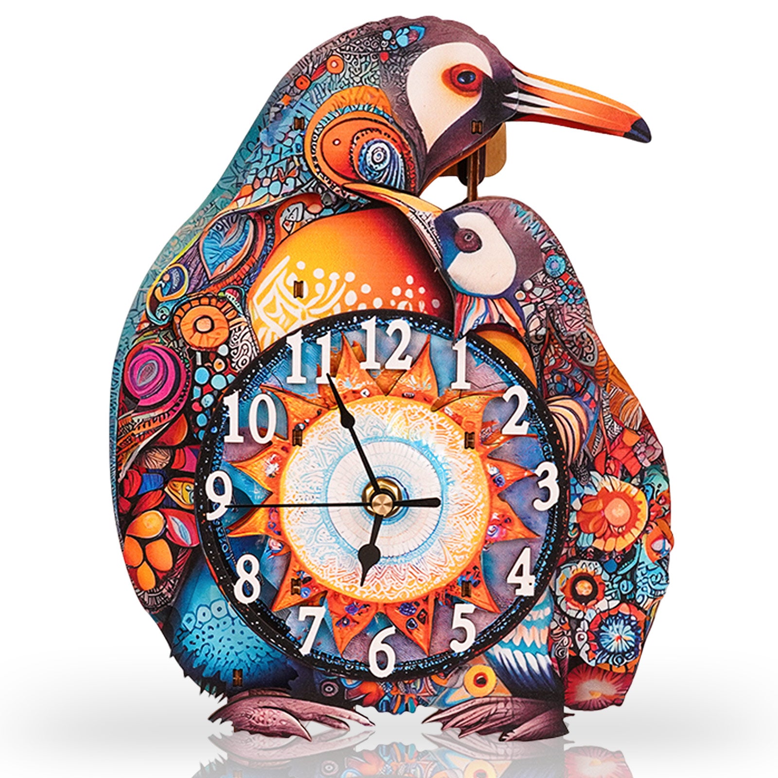 Parent-Child Penguins â€“ DIY Wooden Clock, 3D Puzzle Craft Kit