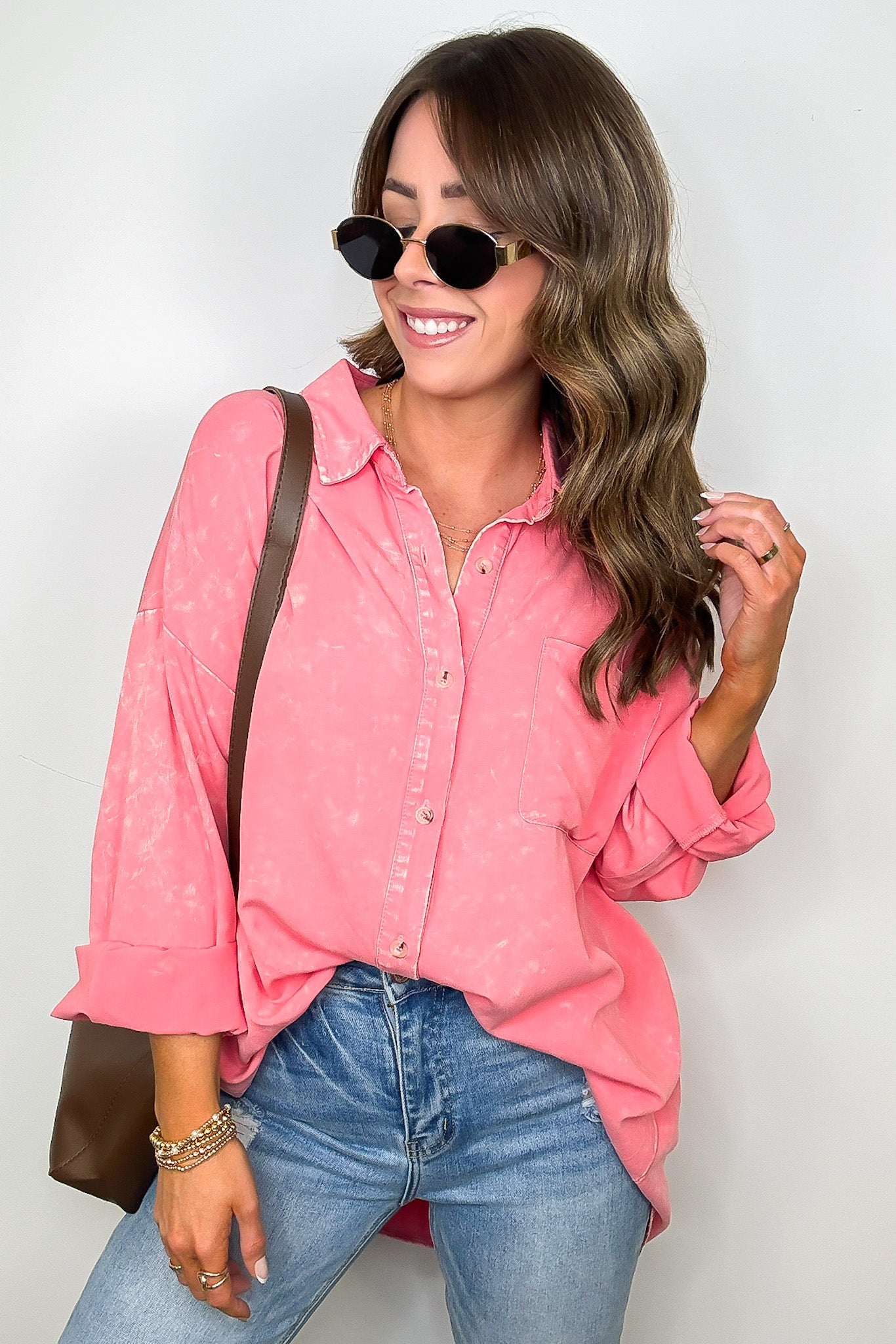 Mineral Wash Button Down Top