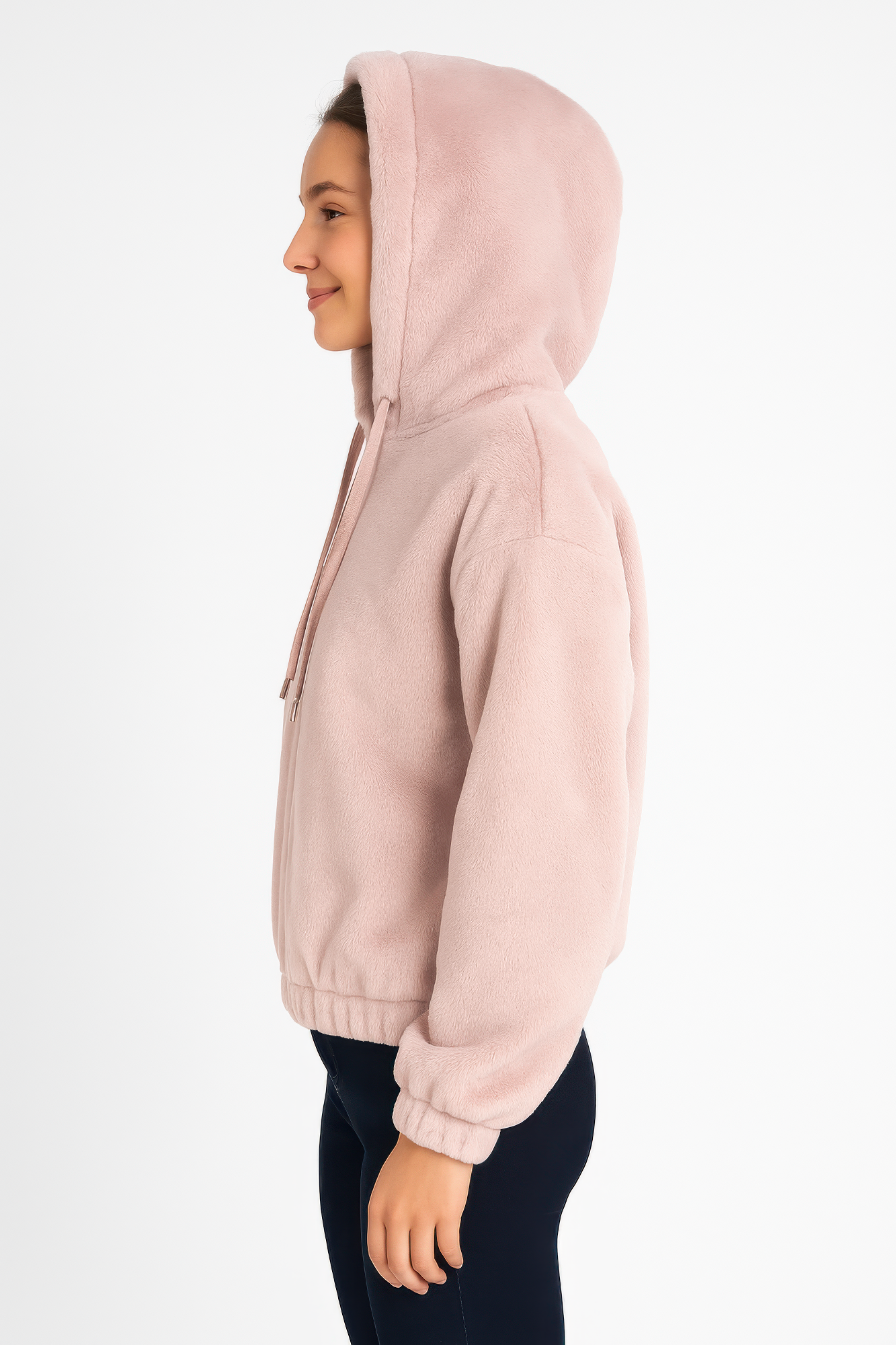 Plush Zip-Up Hooded Jacket