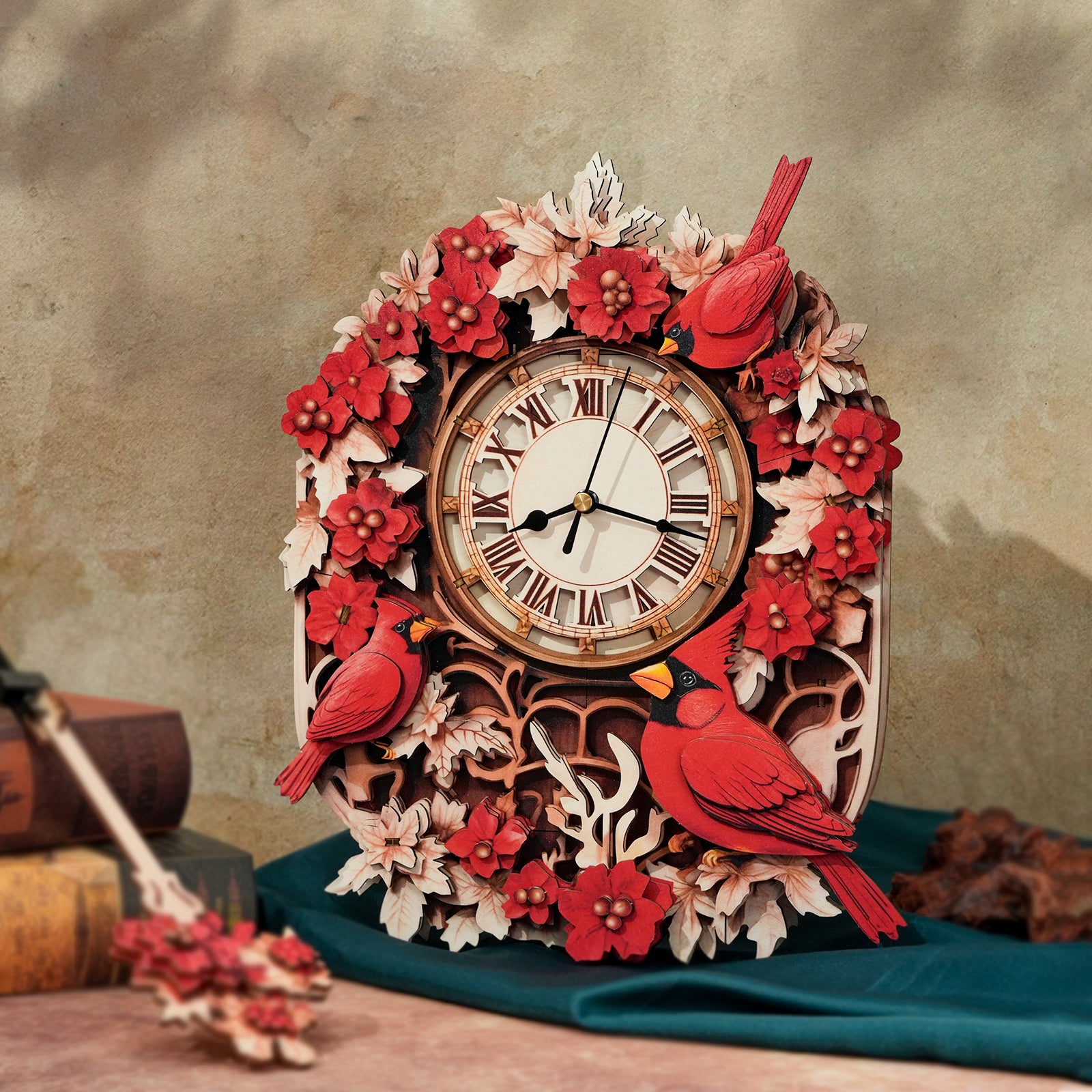 Cardinalâ€“ DIY Wooden Clock, 3D Puzzle Craft Kit